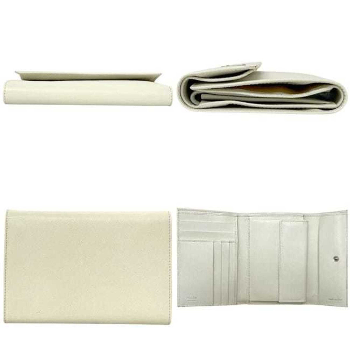 Prada Saffiano Talco White Leather Wallet (Tri-Fold) (Pre-Owned)