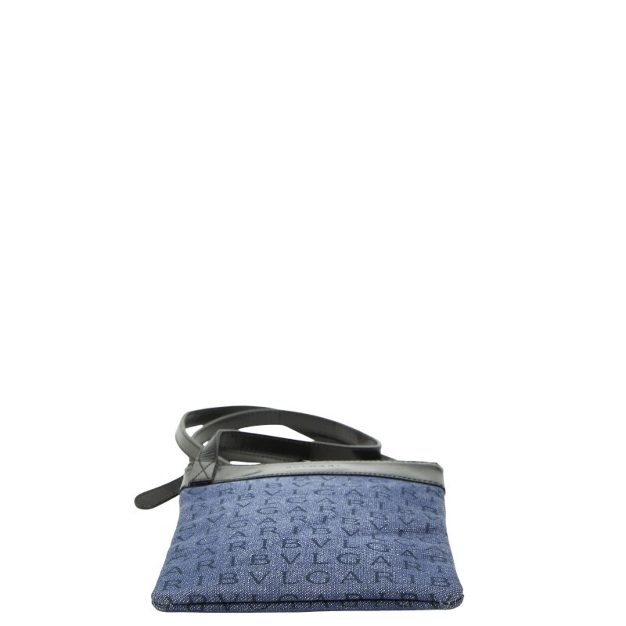 Bvlgari Black Blue Canvas Leather Pochette Shoulder Bag (Pre-Owned)