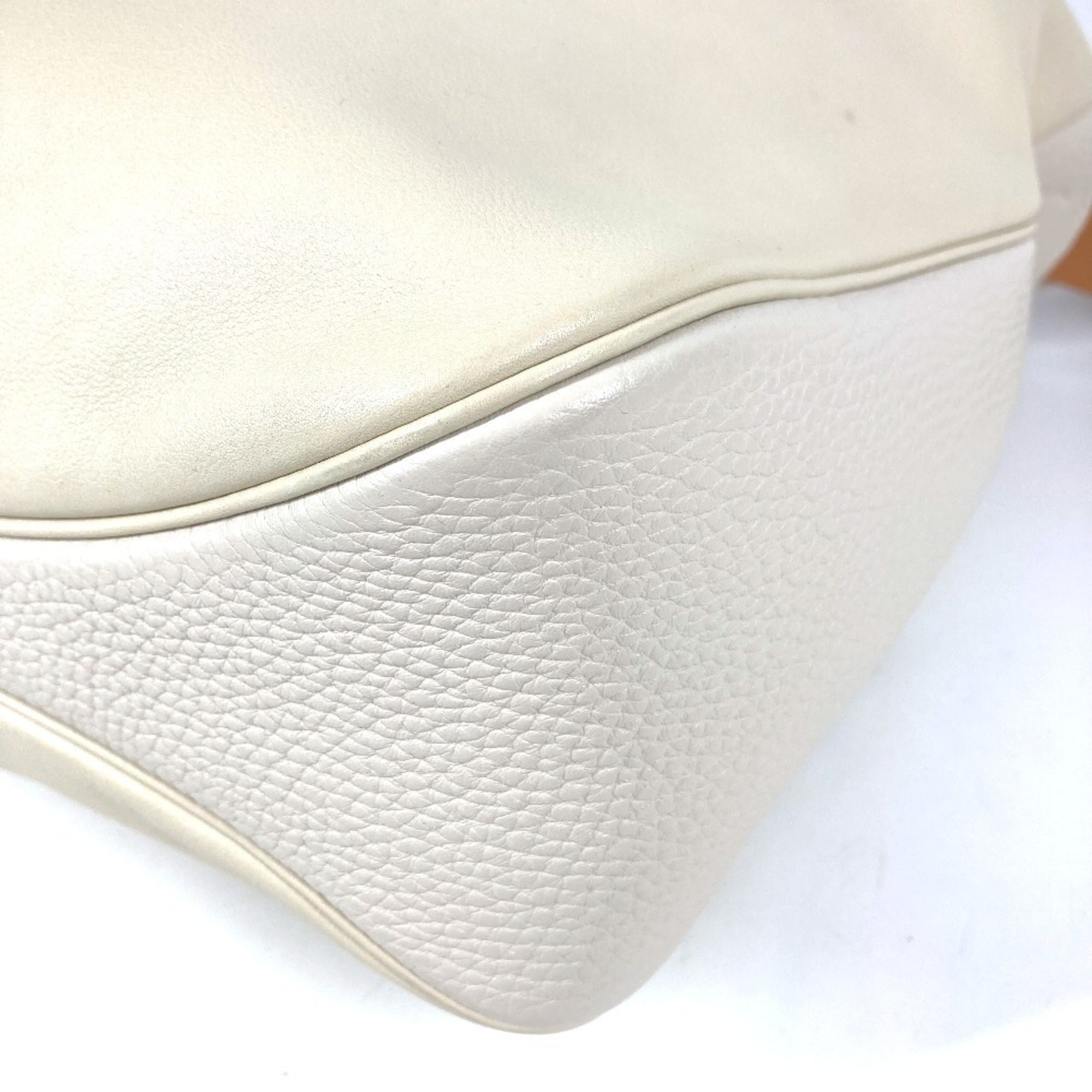 Hermes Brown Ivory Leather Shoulder Bag Tote Bag (Pre-Owned)