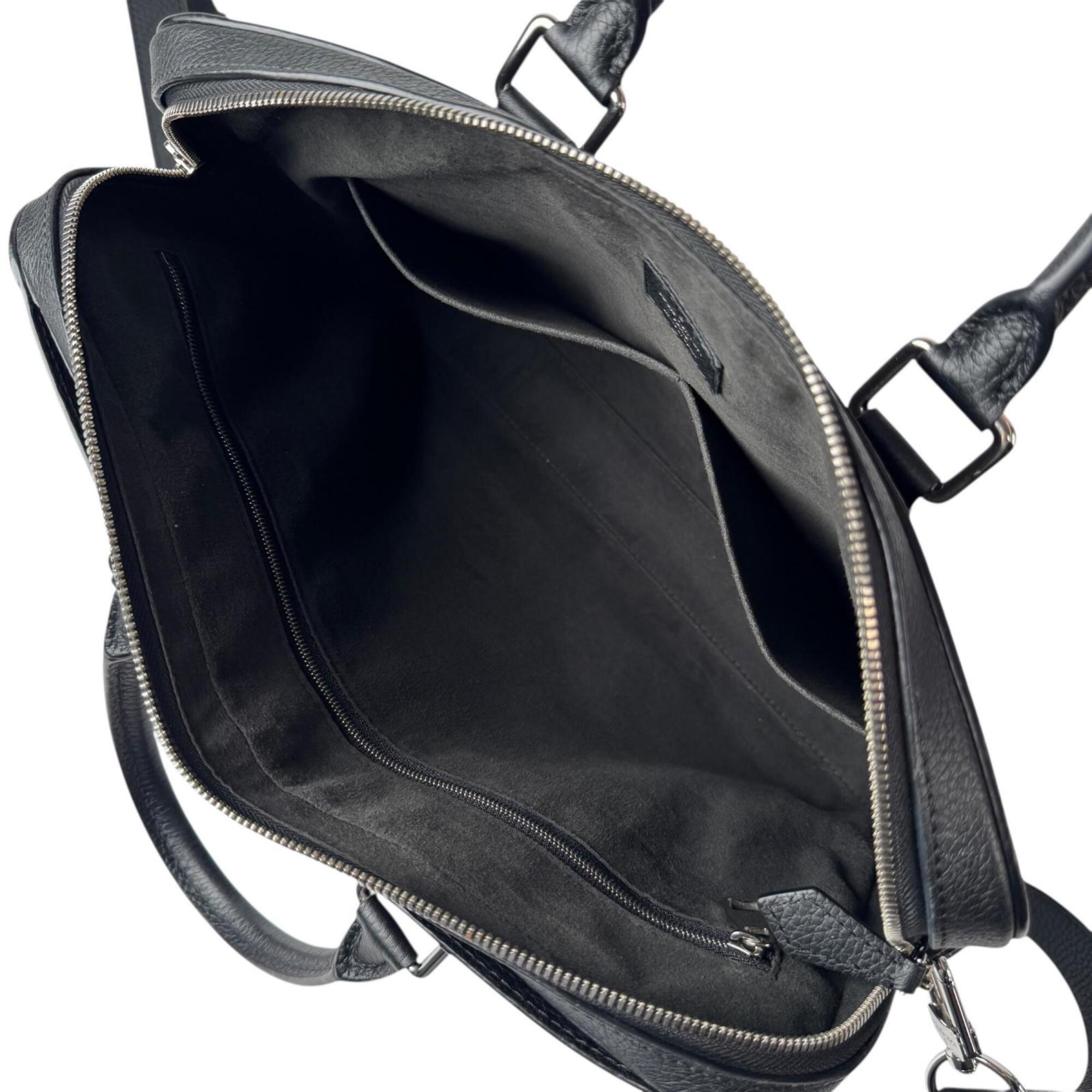 Louis Vuitton Black Leather Briefcase Shoulder Bag (Pre-Owned)