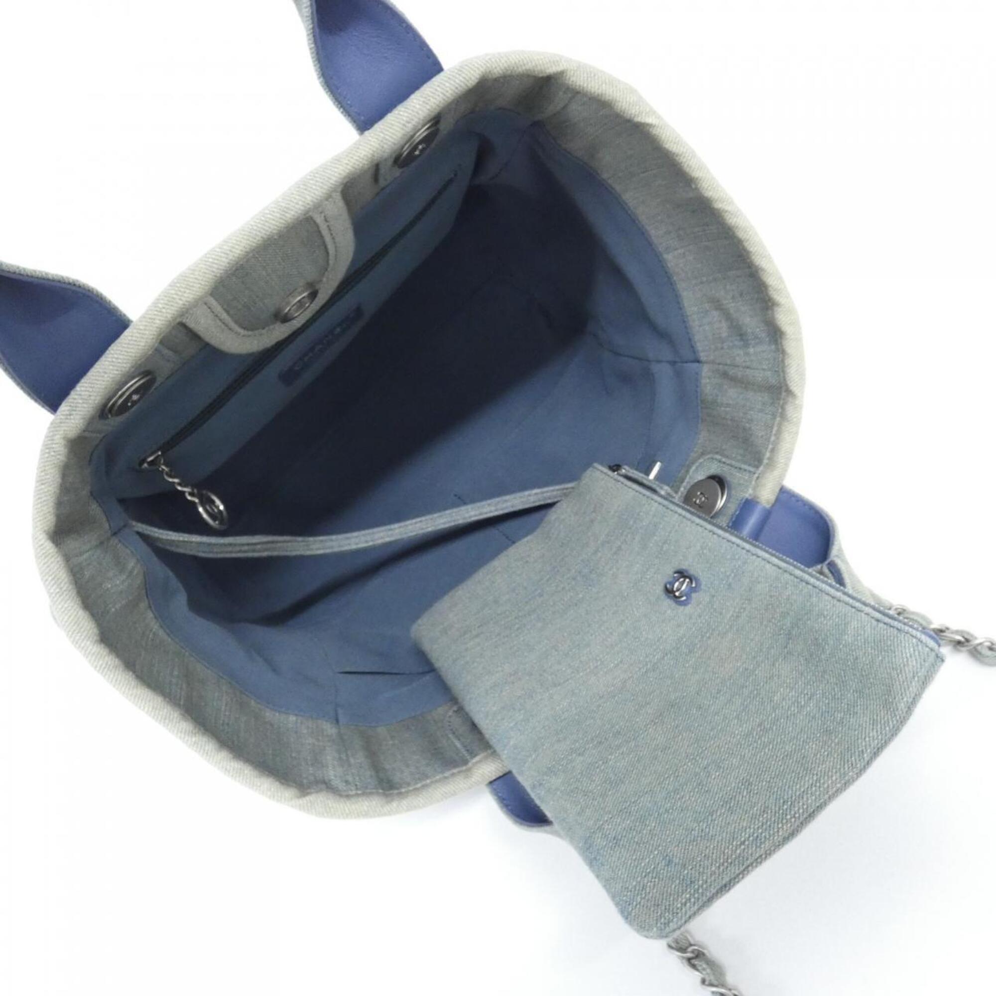 Chanel Blue Denim Handbag Pouch (Pre-Owned)