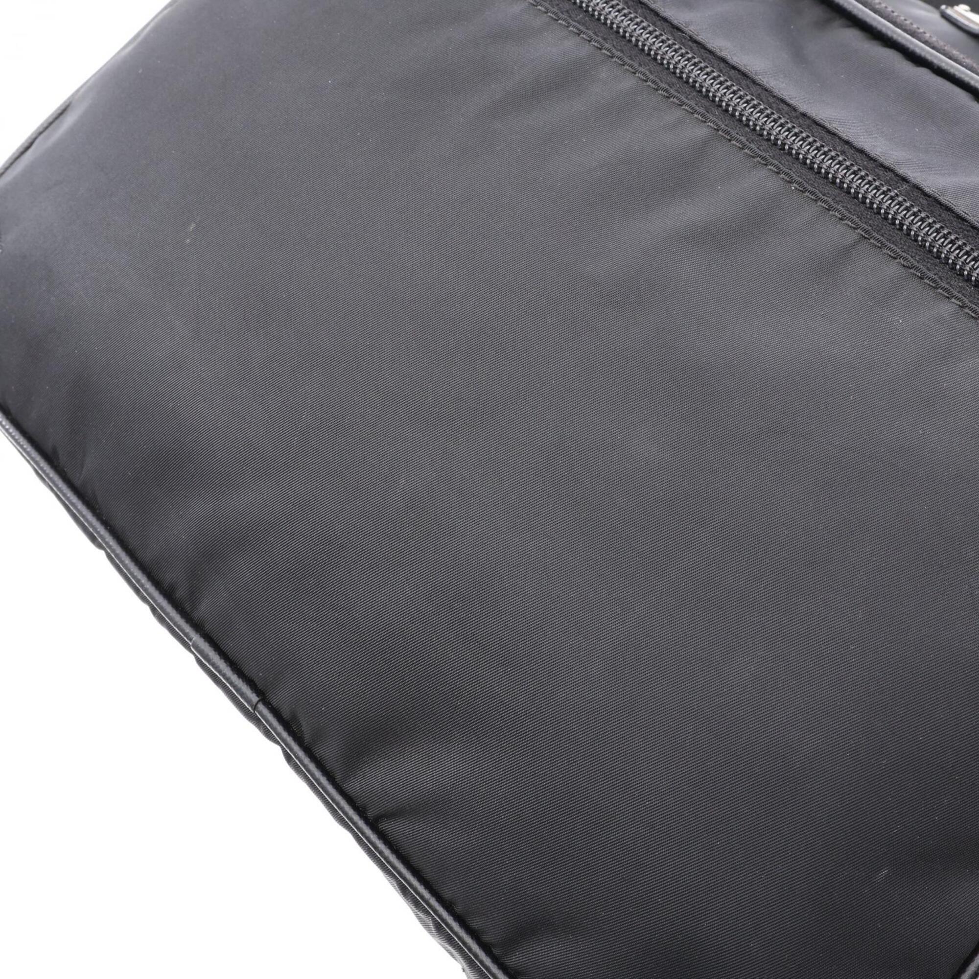Prada Black Nylon Leather Handbag Shoulder Bag (Pre-Owned)