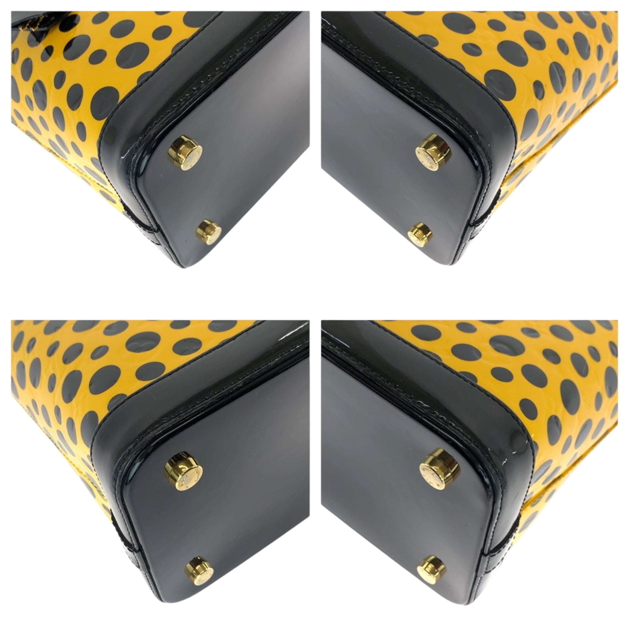 Louis Vuitton Black Jaune Yellow Patent Leather Handbag (Pre-Owned)