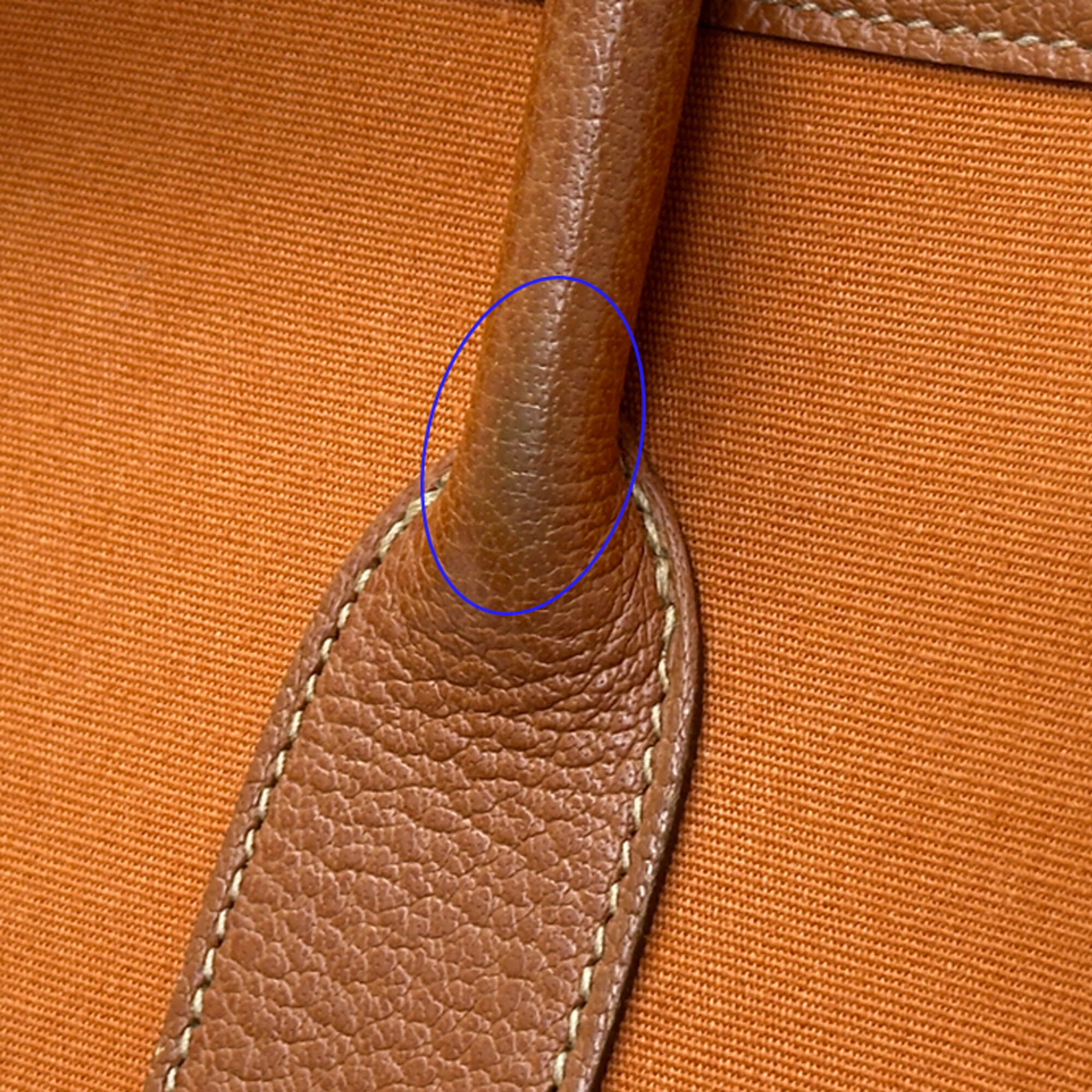 Hermes Garden Orange Potiron Toile Officier Leather Handbag Tote Bag (Pre-Owned)
