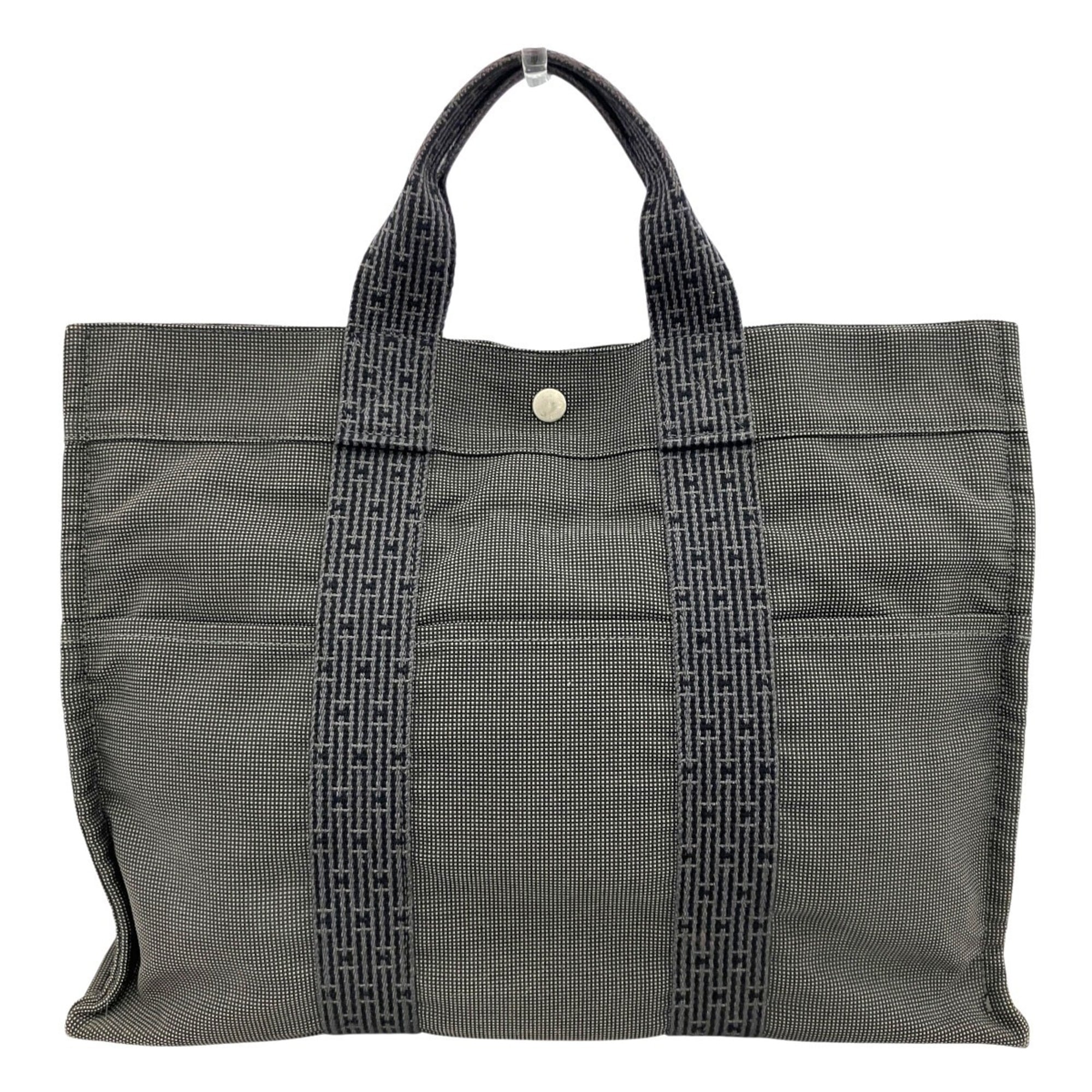 Hermes Her Line Gray Canvas Tote Bag (Pre-Owned)
