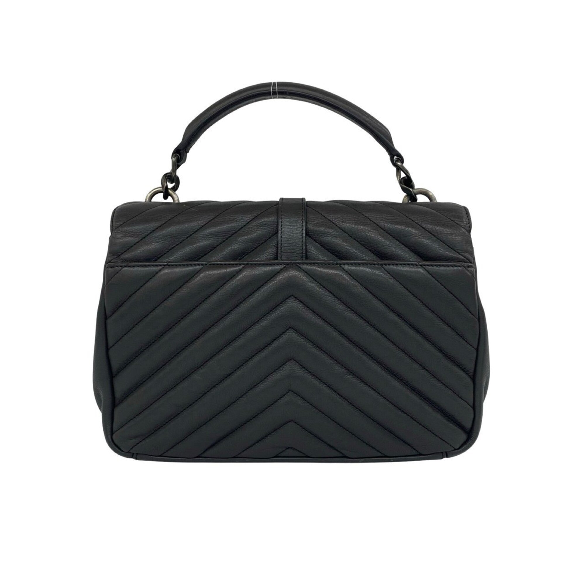Saint Laurent Gray Leather Handbag Shoulder Bag (Pre-Owned)