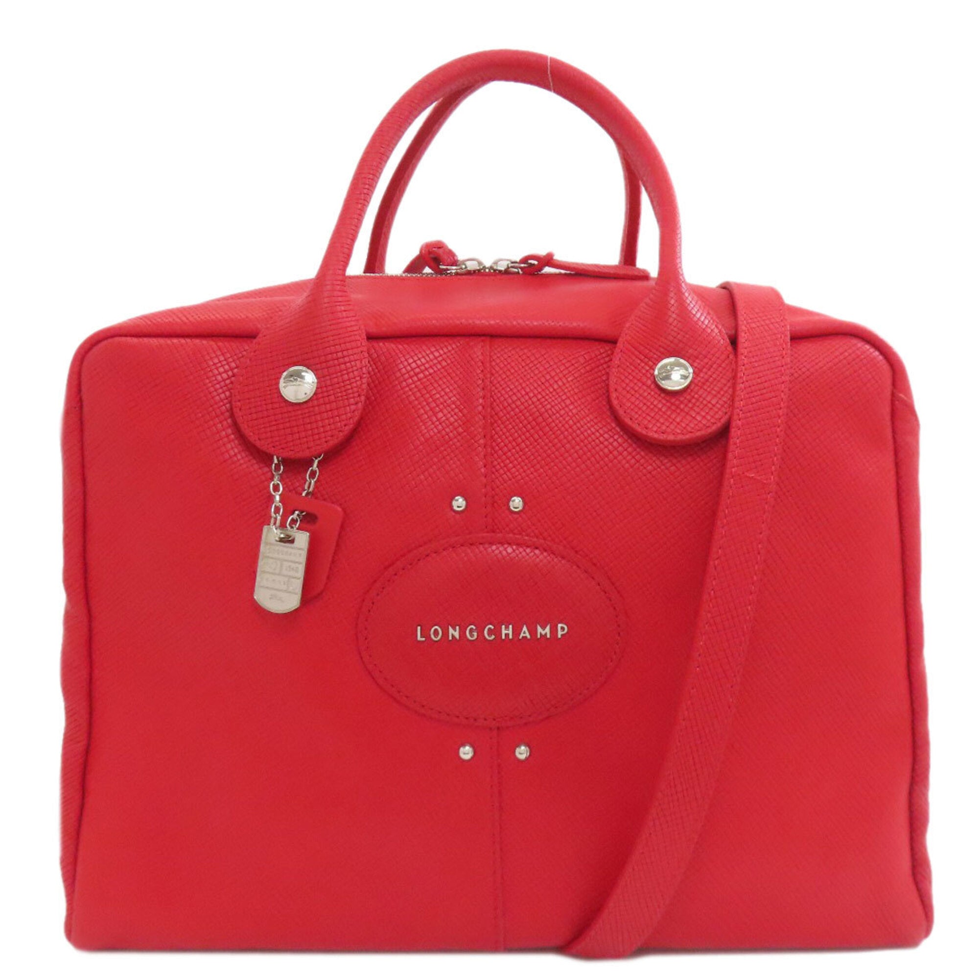 Longchamp Red Color Leather Handbag (Pre-Owned)