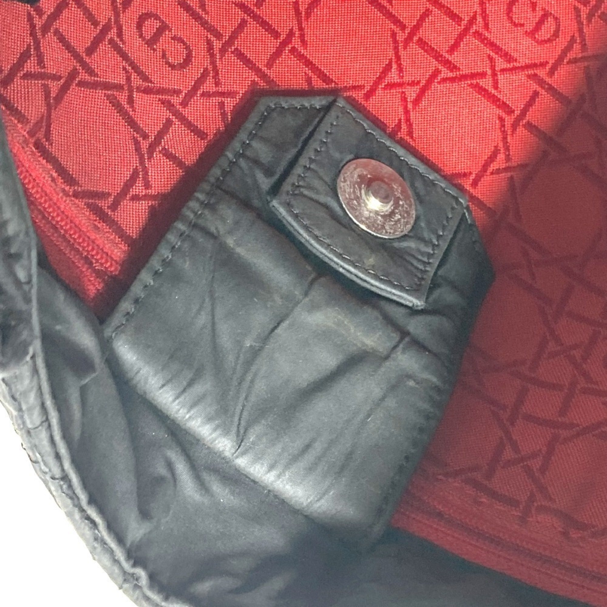 Christian Dior Black Red Color Nylon Shoulder Bag (Pre-Owned)