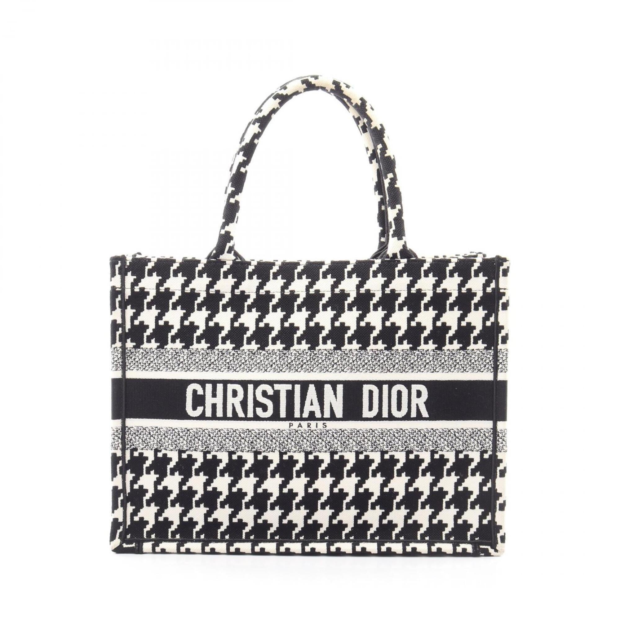Christian Dior Black White Canvas Handbag Tote Bag (Pre-Owned)