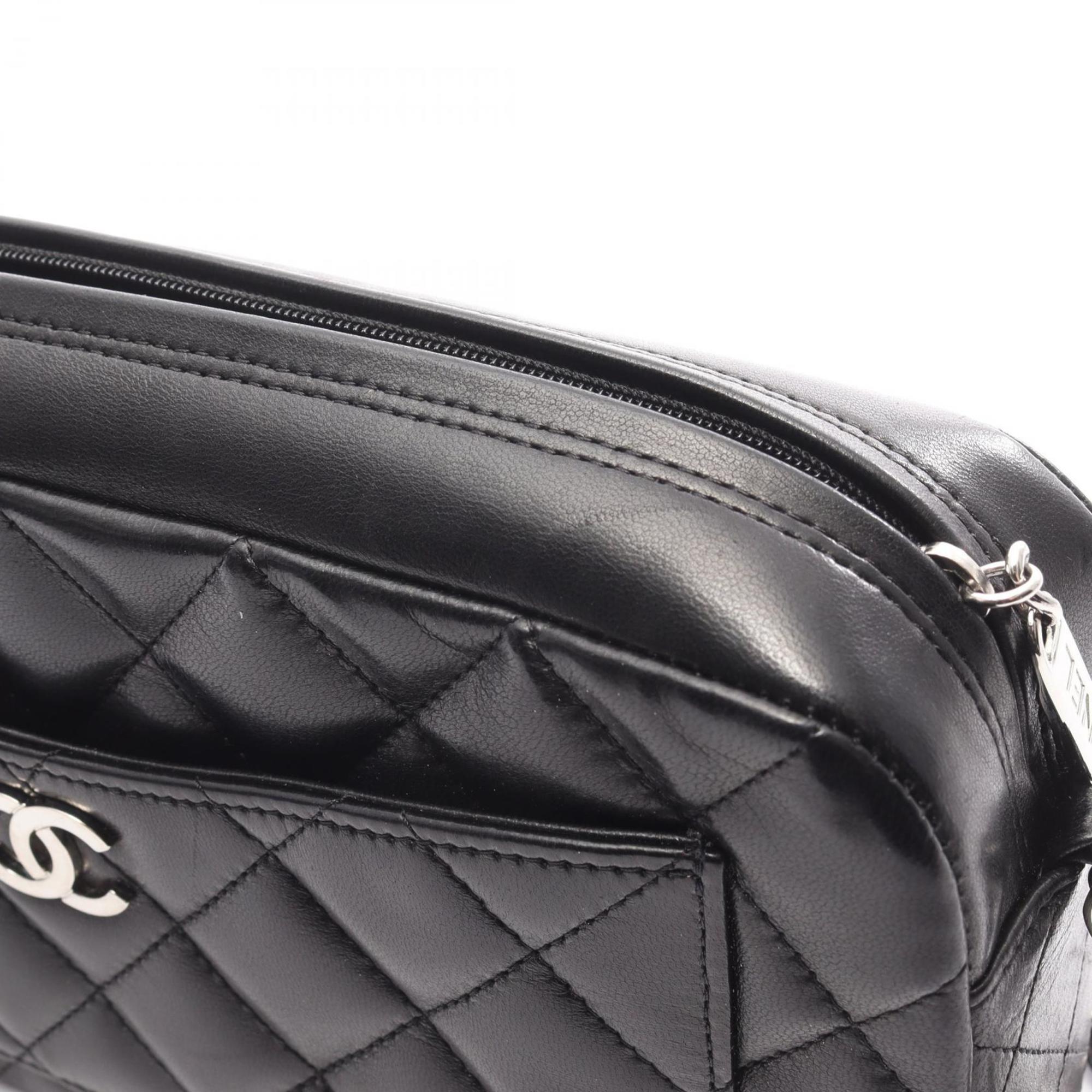 Chanel Black Leather Handbag Shoulder Bag (Pre-Owned)