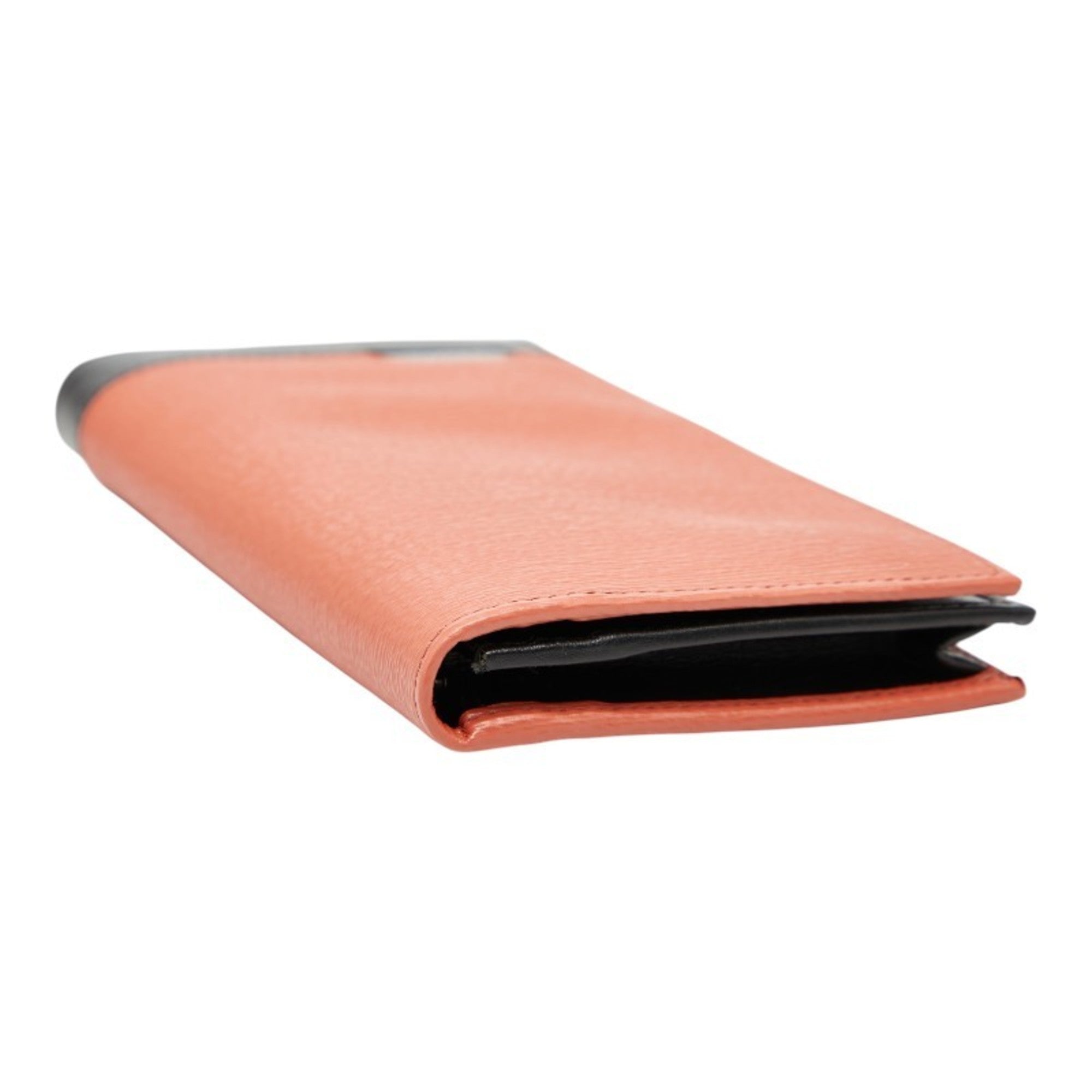 Bvlgari Black Orange Leather Long Wallet (Bi-Fold) (Pre-Owned)