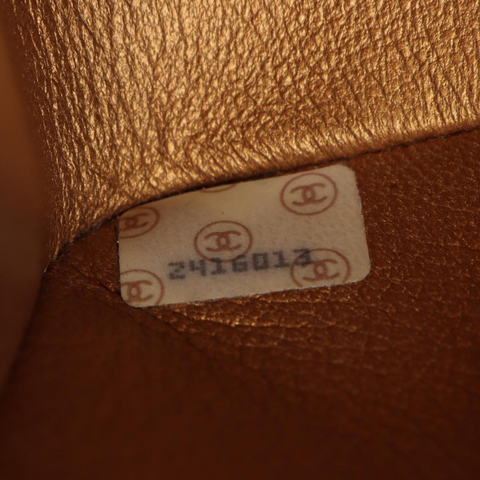 Chanel Gold Brown Leather Handbag Shoulder Bag (Pre-Owned)
