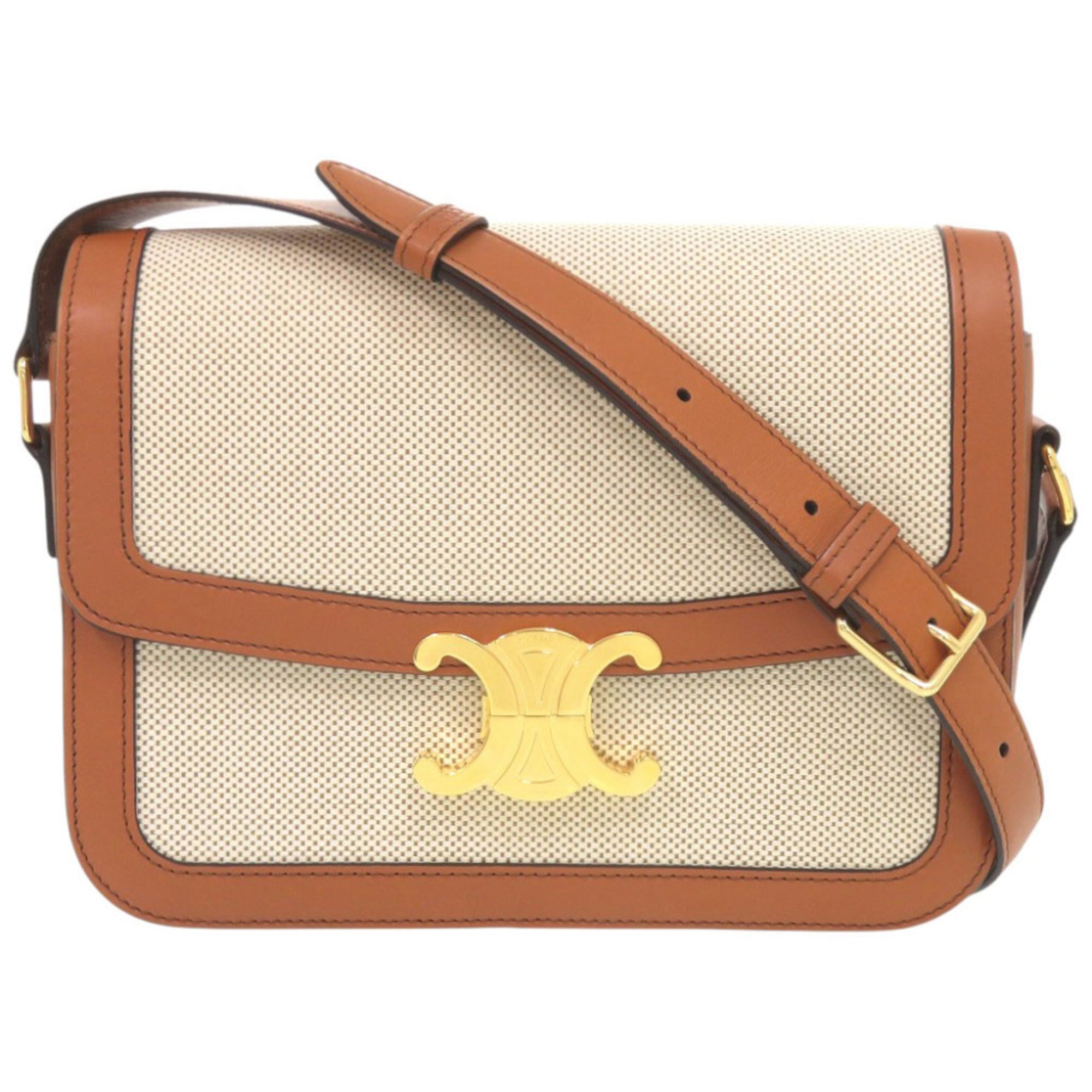 Celine Brown Textile Leather Shoulder Bag (Pre-Owned)
