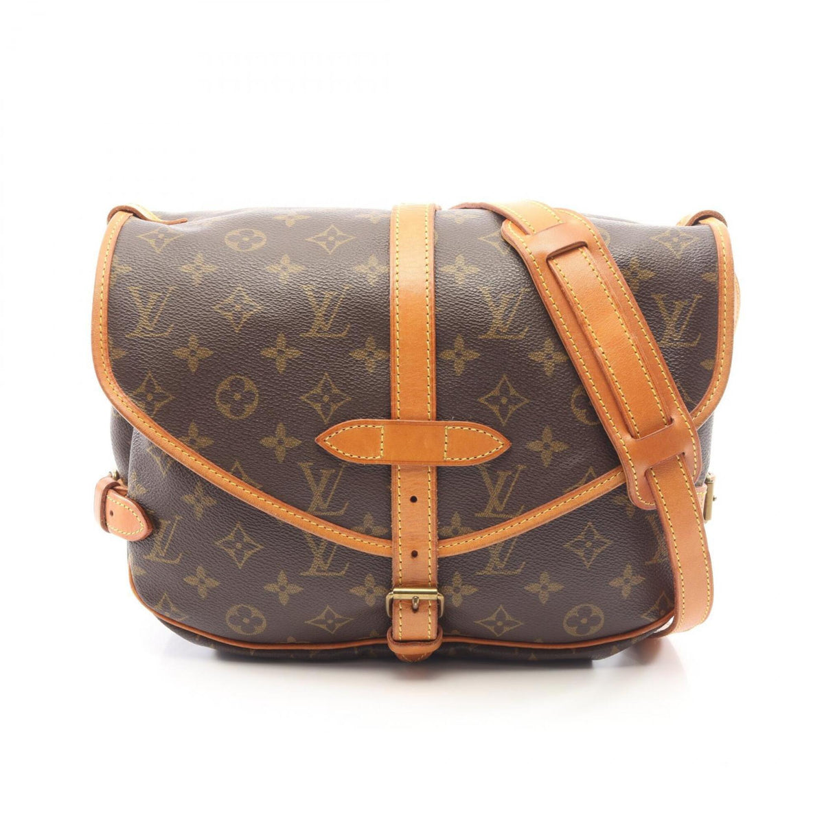 Louis Vuitton Brown Coated Canvas Leather Handbag Shoulder Bag (Pre-Owned)