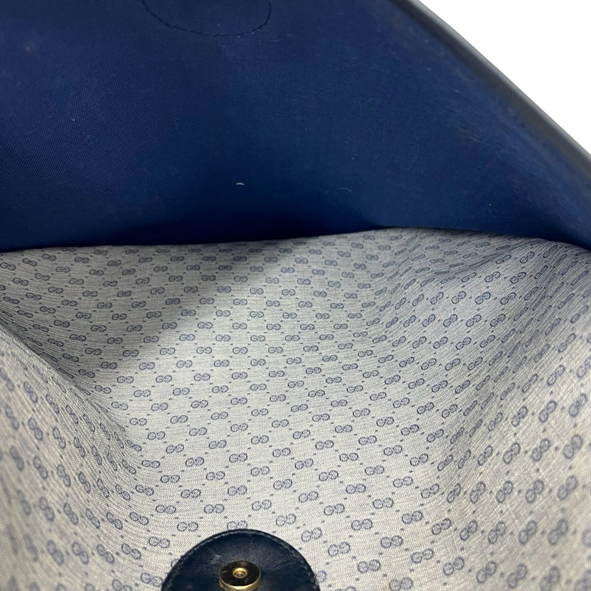 Gucci Navy Red Color Leather Pvc Shoulder Bag Tote Bag (Pre-Owned)