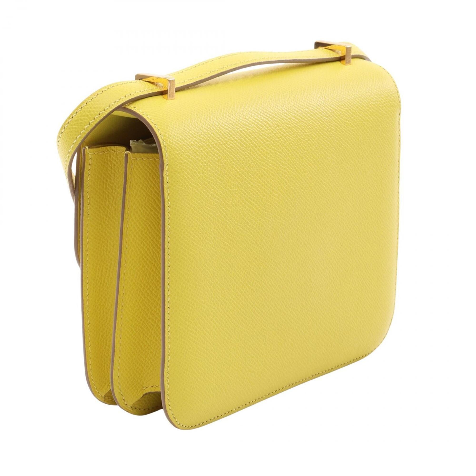 Hermes Constance Lime Yellow Yellow Epsom Leather Handbag Shoulder Bag (Pre-Owned)