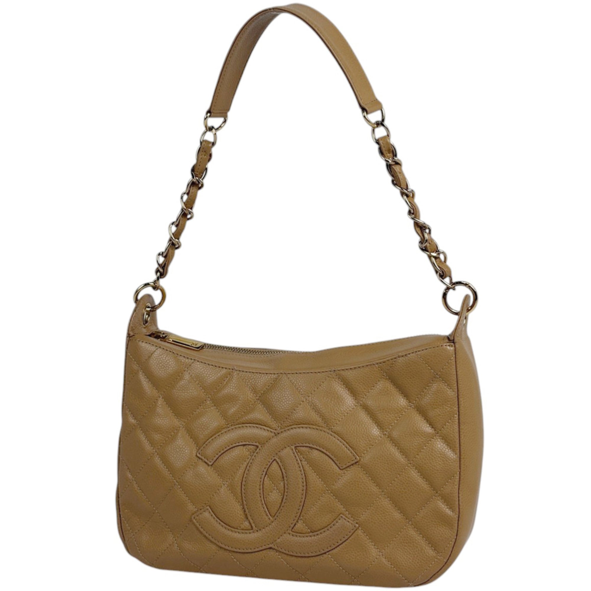 Chanel Matelasse Beige Grained Calfskin Shoulder Bag (Pre-Owned)