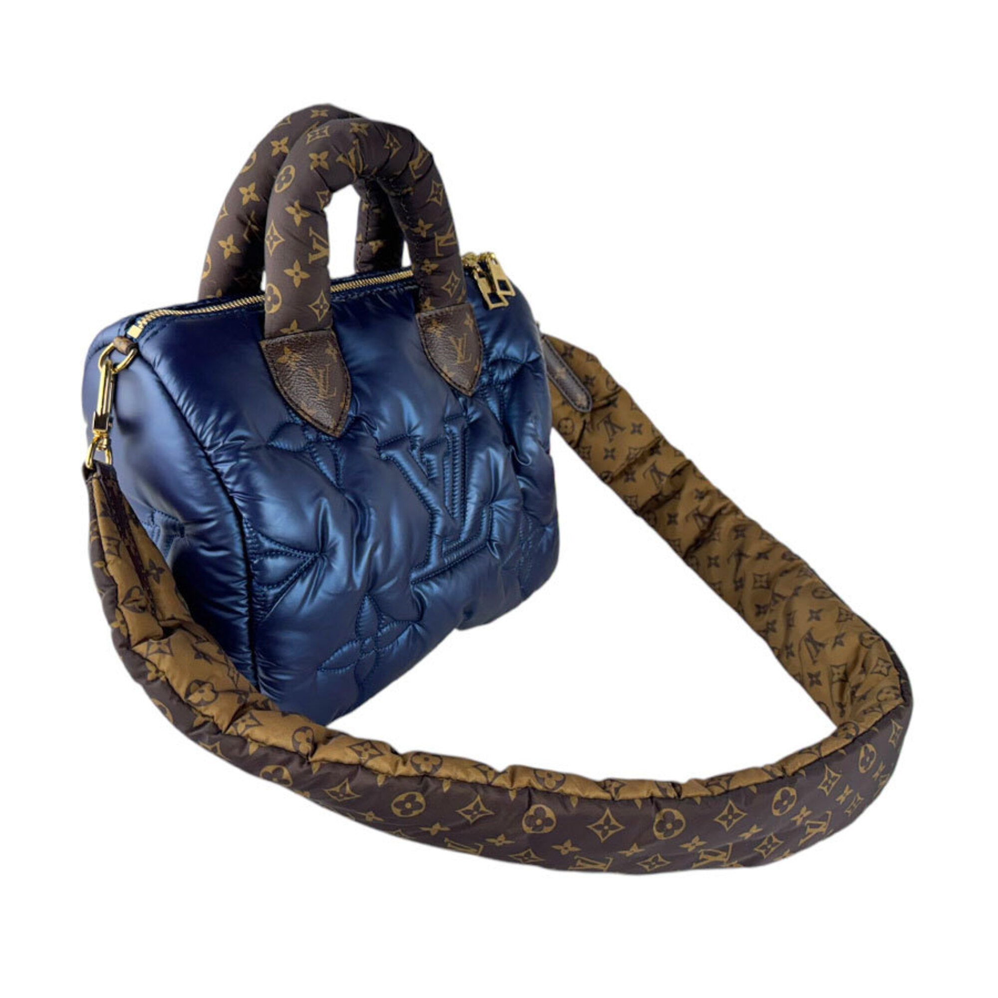 Louis Vuitton Blue Brown Nylon Handbag Shoulder Bag (Pre-Owned)