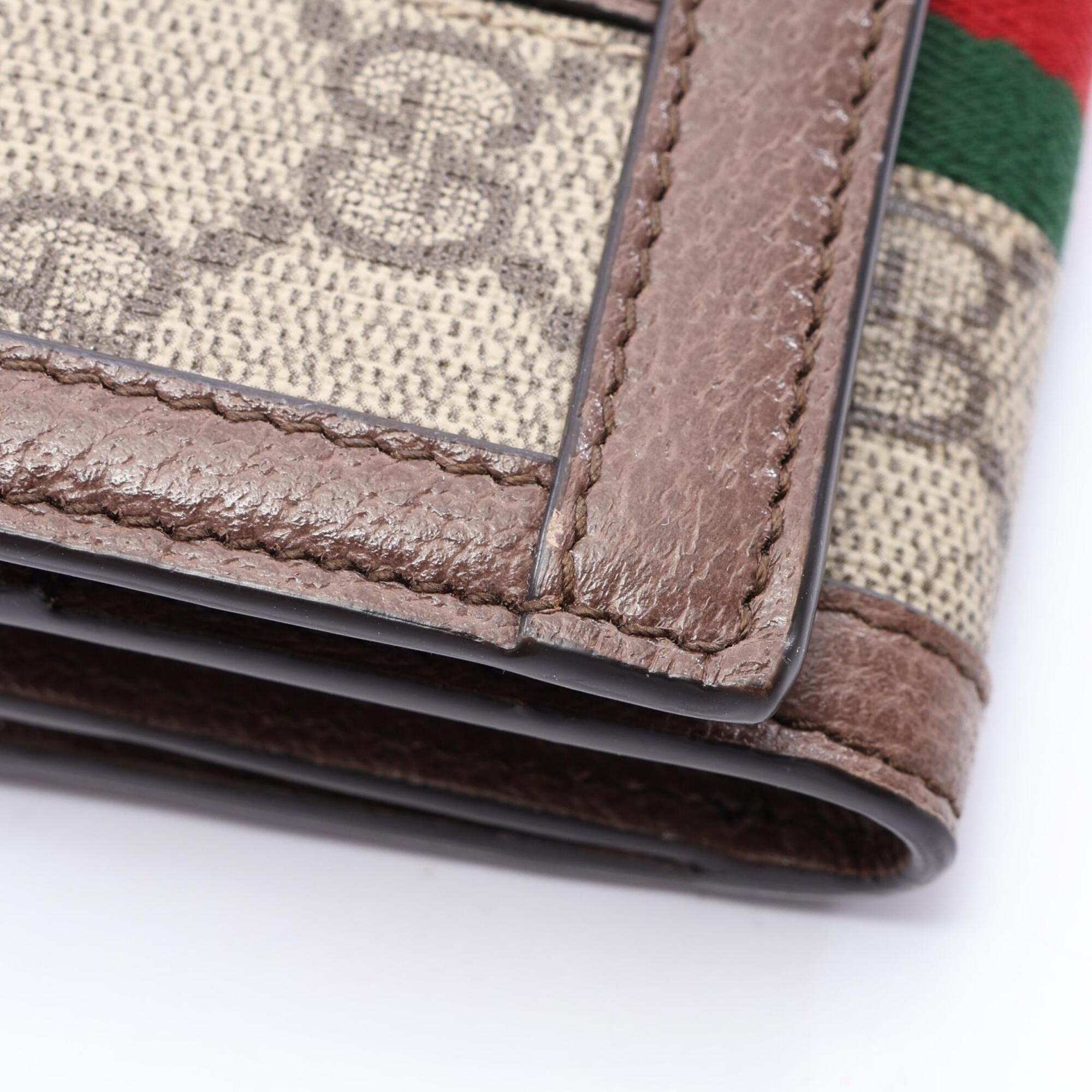 Gucci Beige Brown Multi-Color Leather Pvc Wallet (Tri-Fold) (Pre-Owned)
