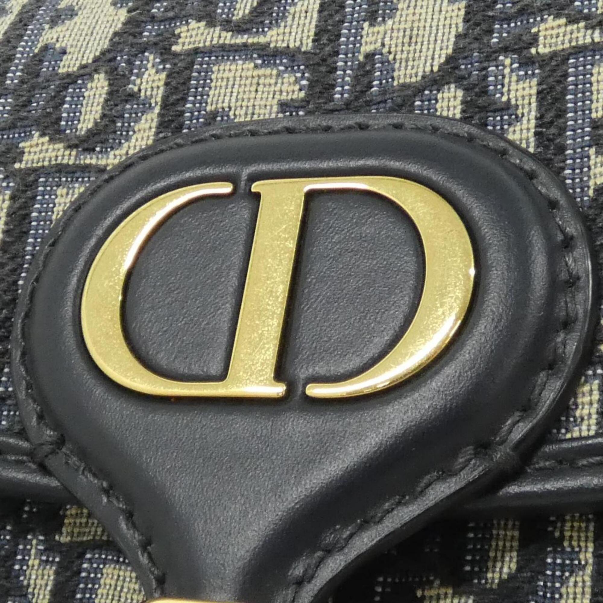Christian Dior Blue Canvas Leather Shoulder Bag (Pre-Owned)