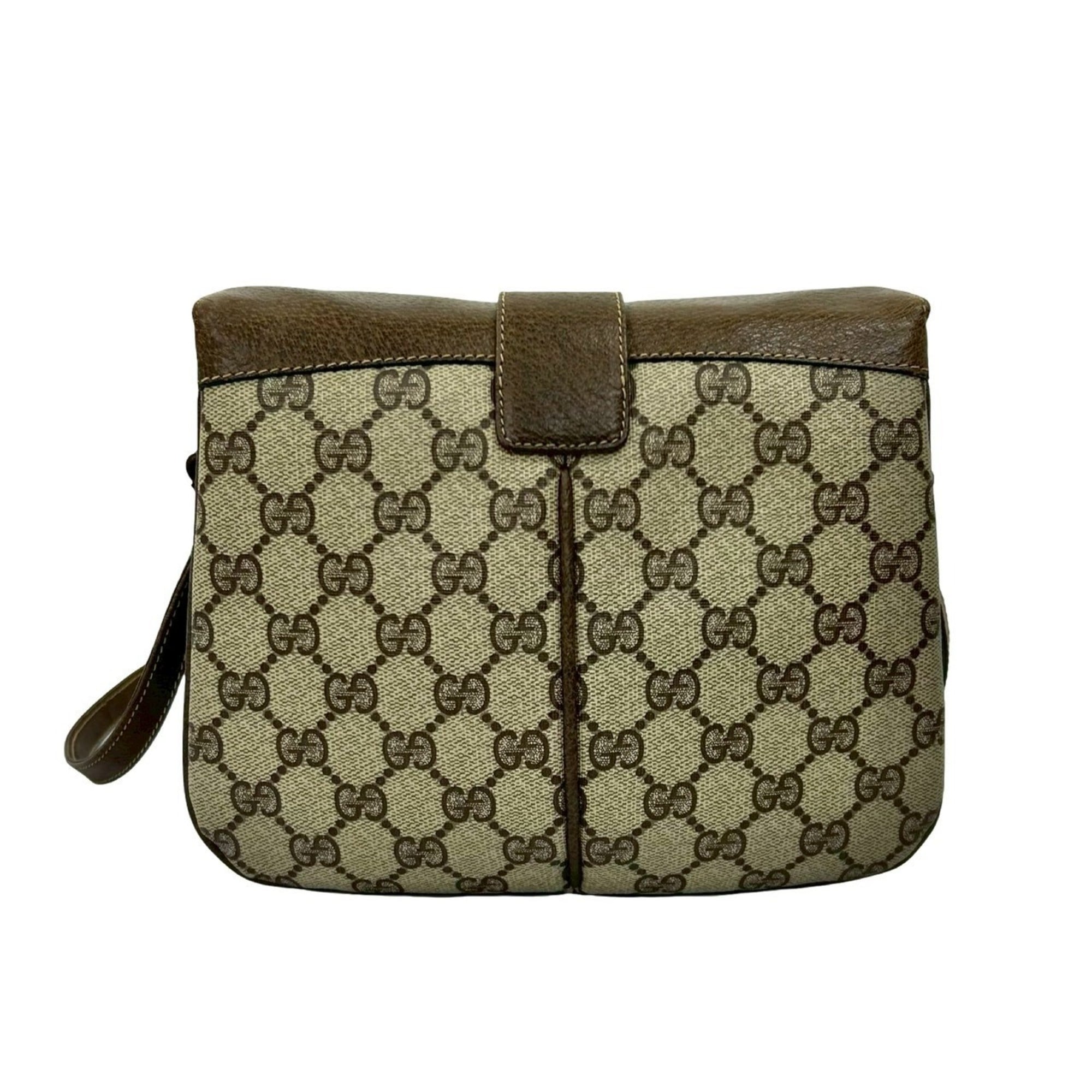 Gucci Brown Green Red Color Leather Pvc Shoulder Bag (Pre-Owned)