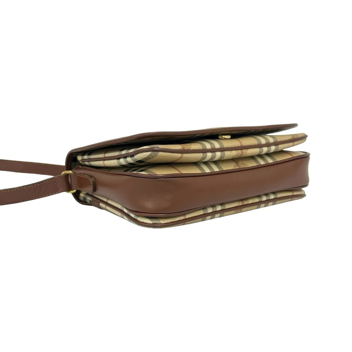Burberry Beige Brown Leather Pvc Shoulder Bag (Pre-Owned)