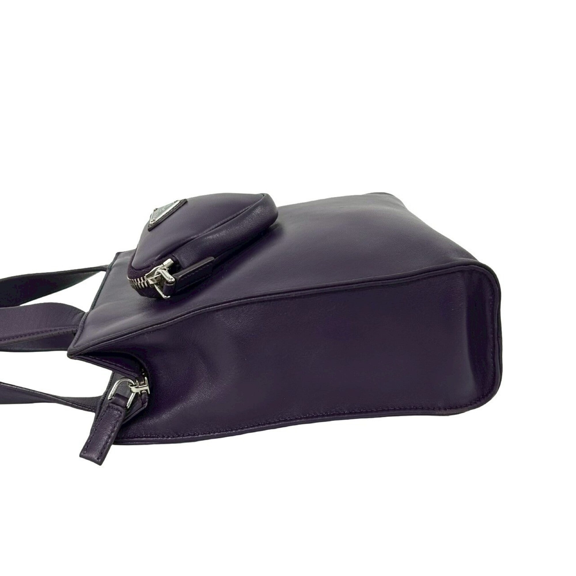 Prada Purple Leather Handbag Shoulder Bag Tote Bag (Pre-Owned)