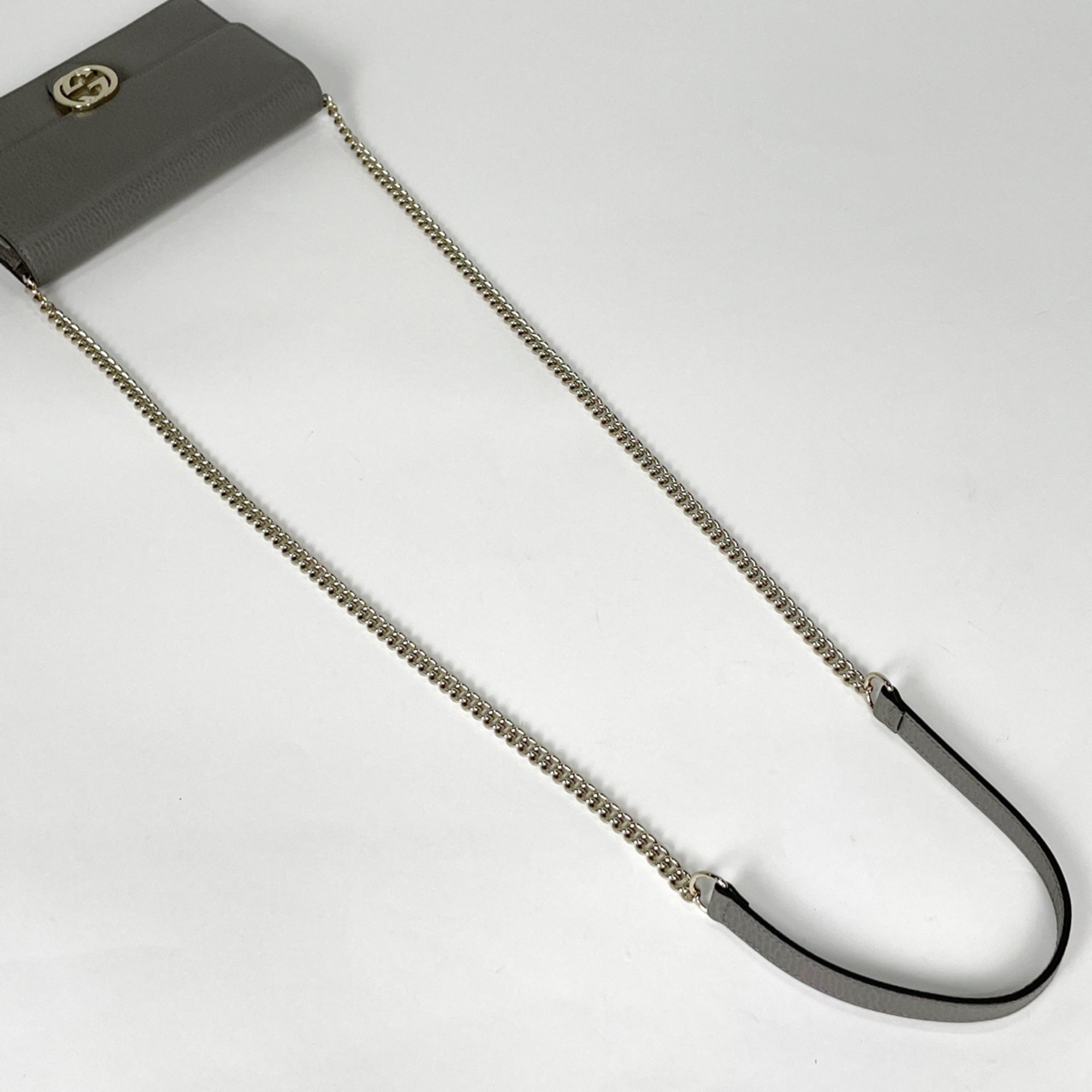 Gucci Gray Leather Chain/Shoulder Wallet (Pre-Owned)