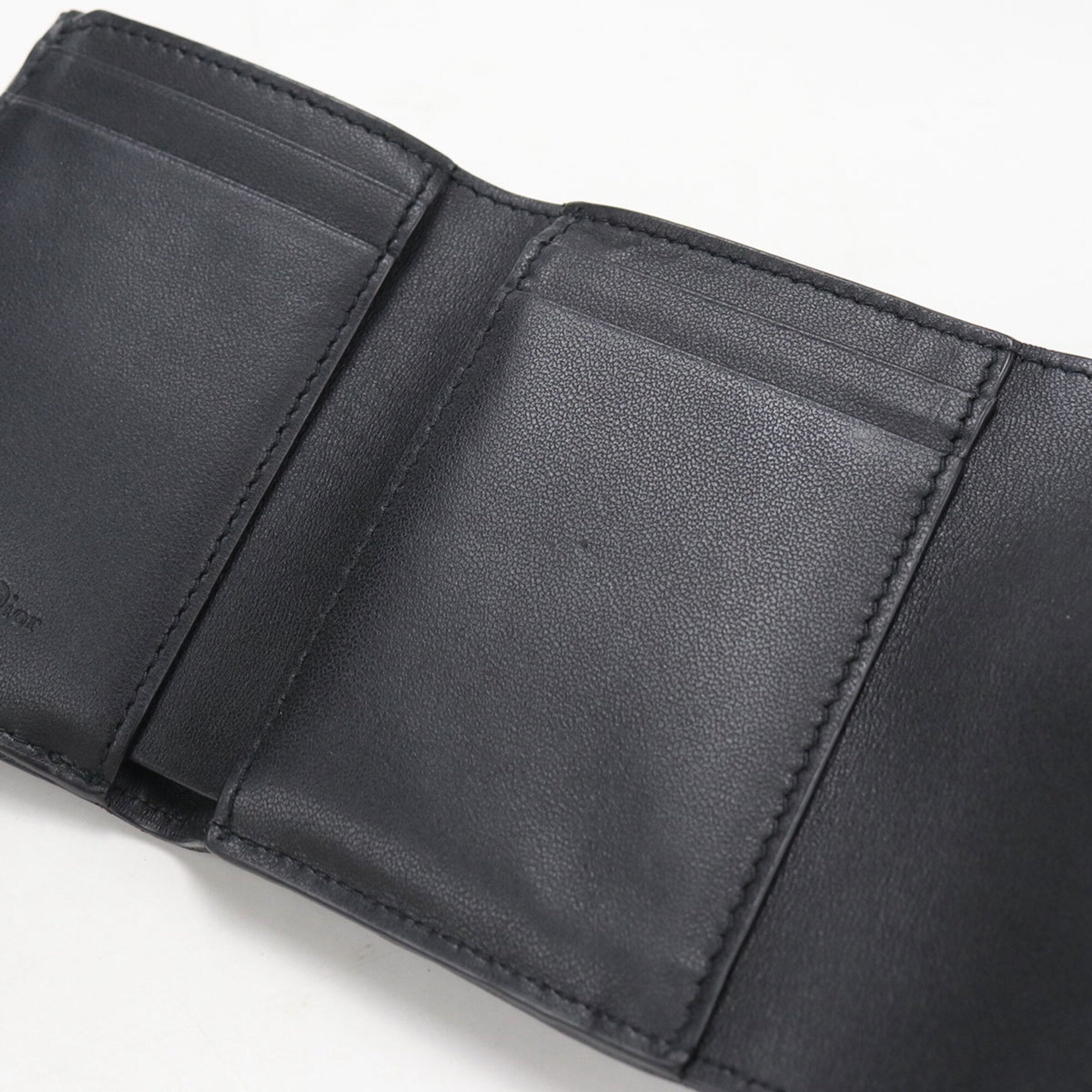 Christian Dior Black Leather Wallet (Tri-Fold) (Pre-Owned)
