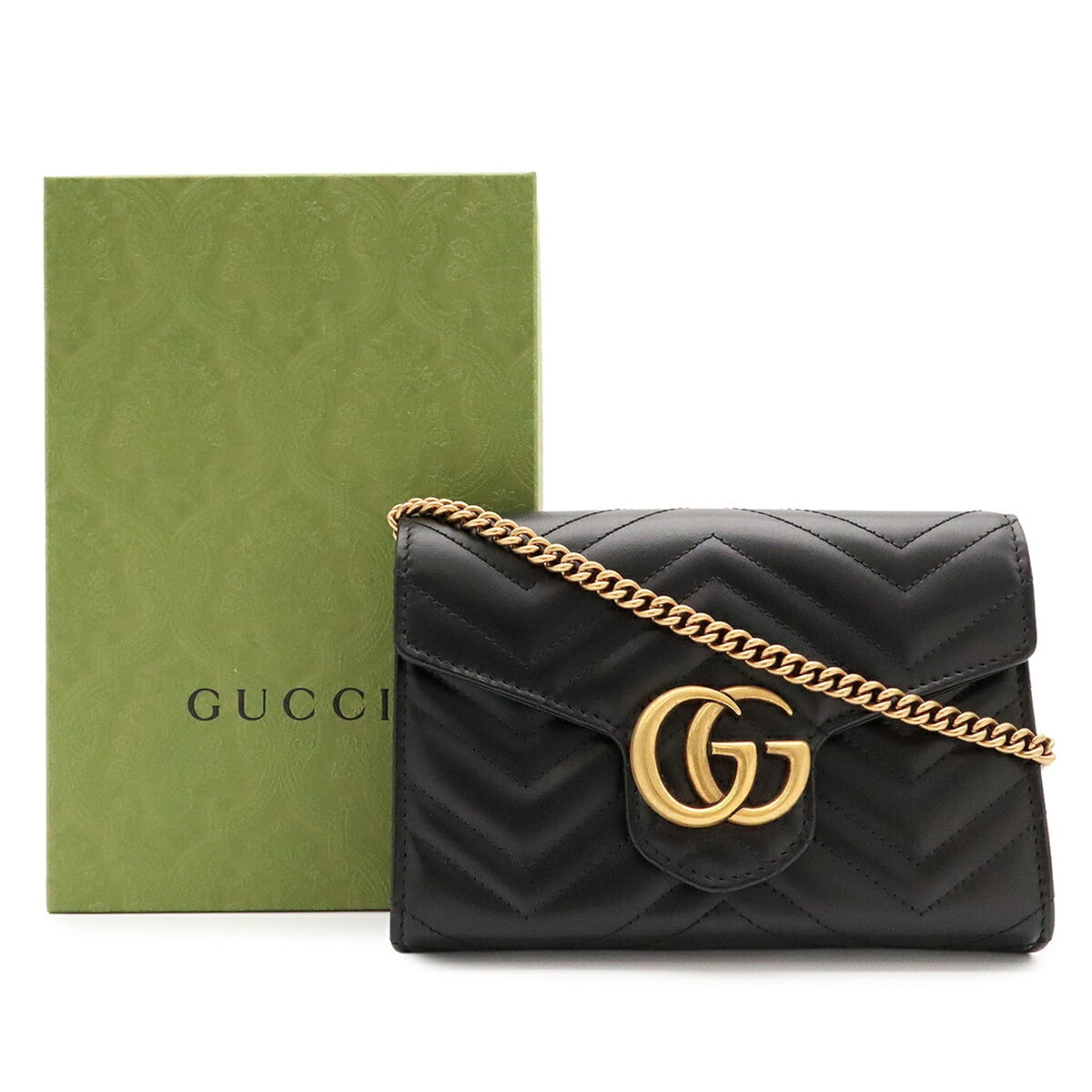 Gucci Black Quilting Leather Clutch Bag Shoulder Bag (Pre-Owned)