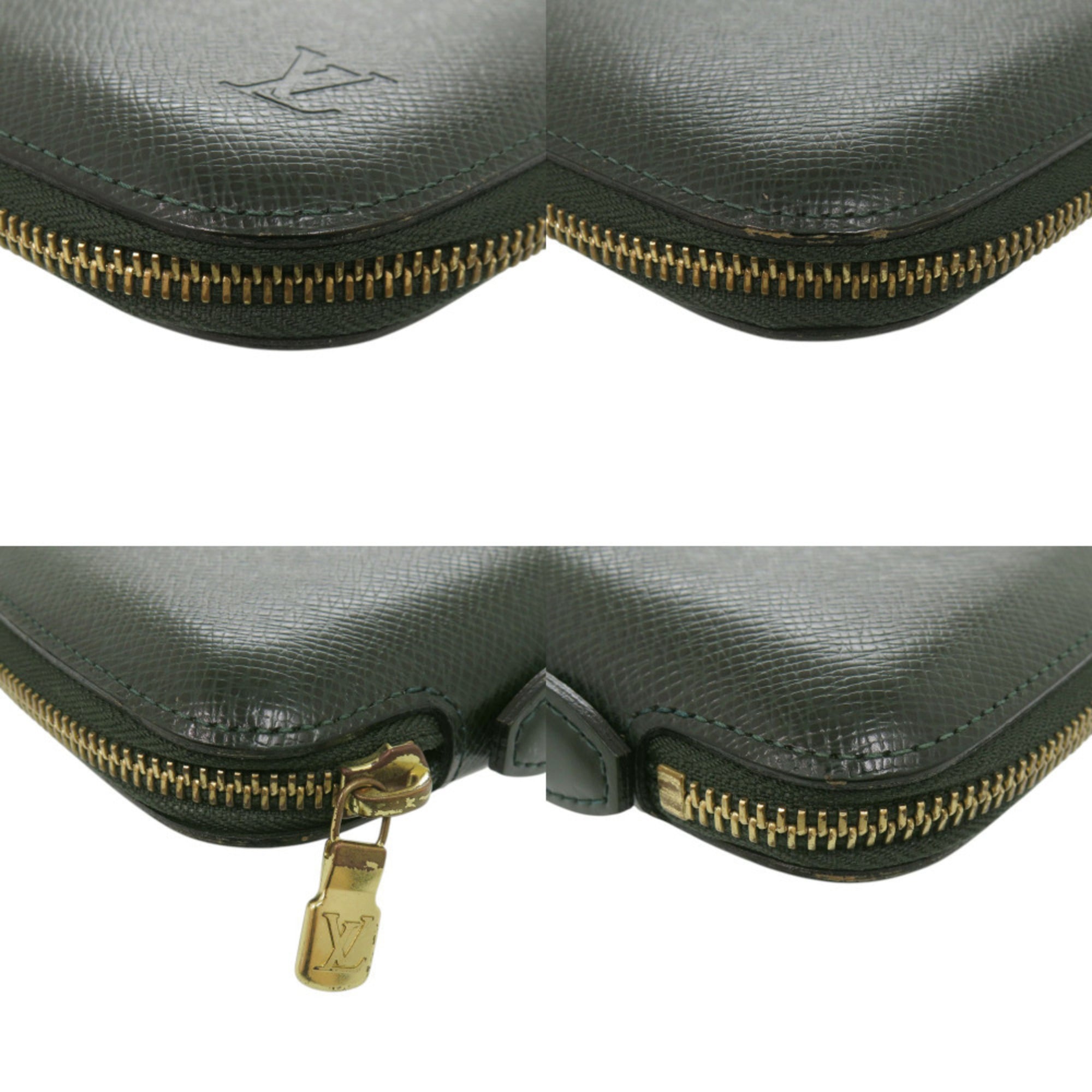 Louis Vuitton Episea Green Taiga Leather Long Wallet (Bi-Fold) (Pre-Owned)