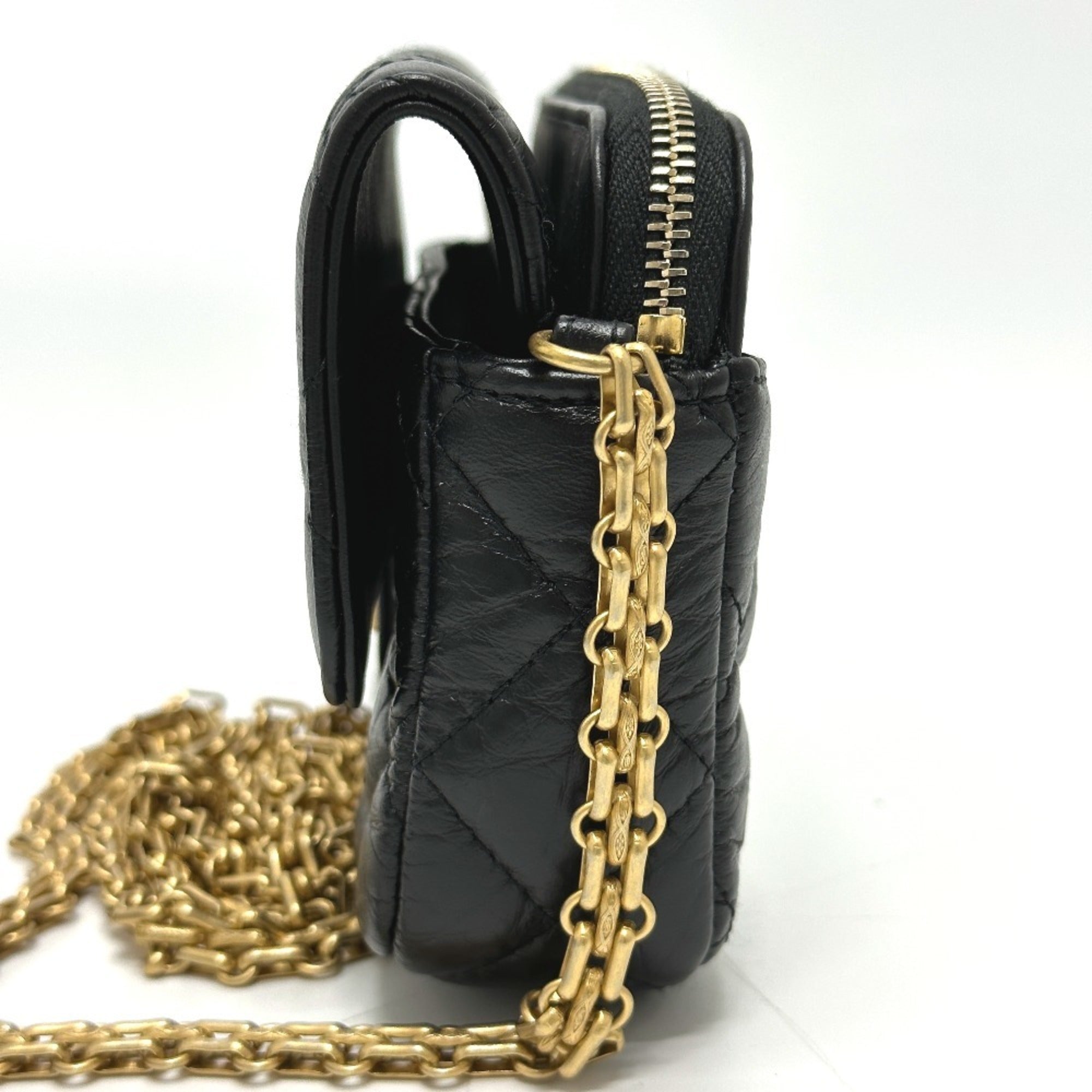 Chanel 2.55 Black Leather Shoulder Bag (Pre-Owned)