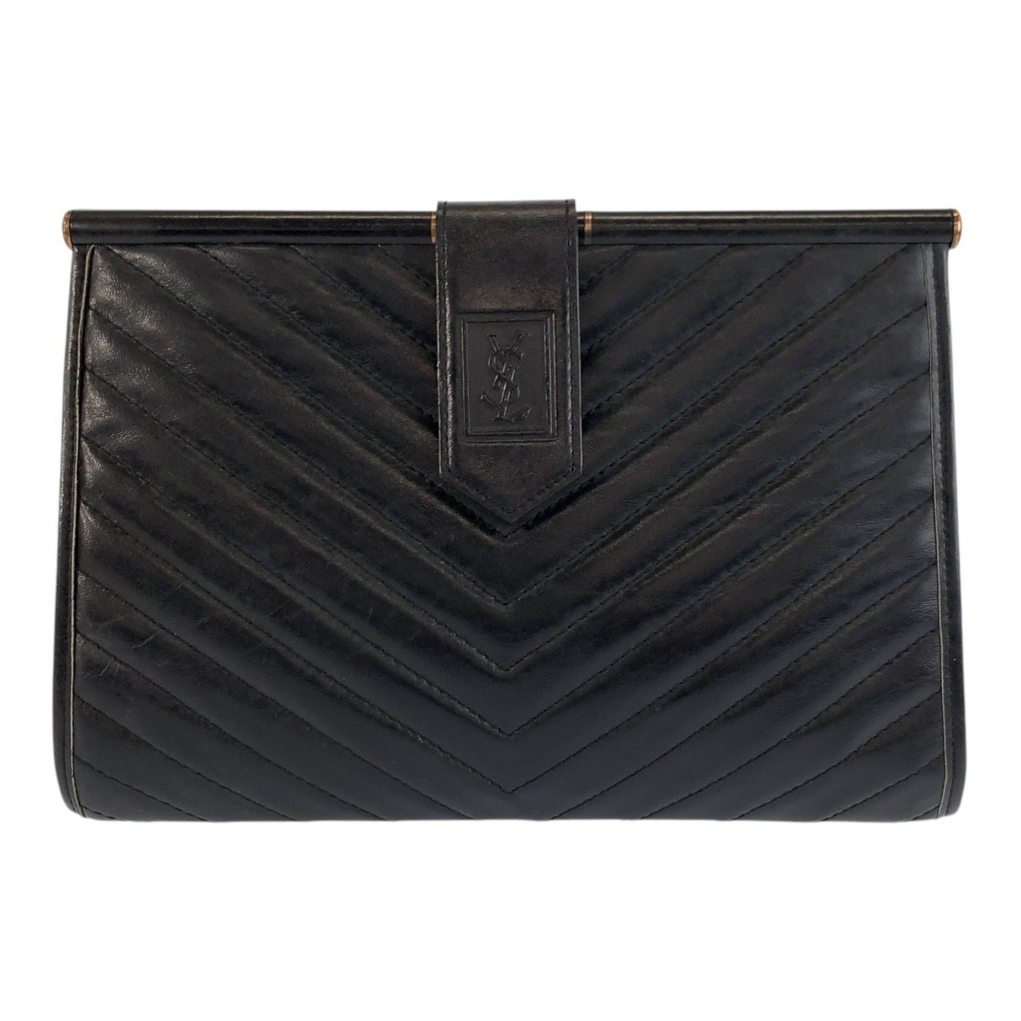Yves Saint Laurent Black Leather Clutch Bag (Pre-Owned)
