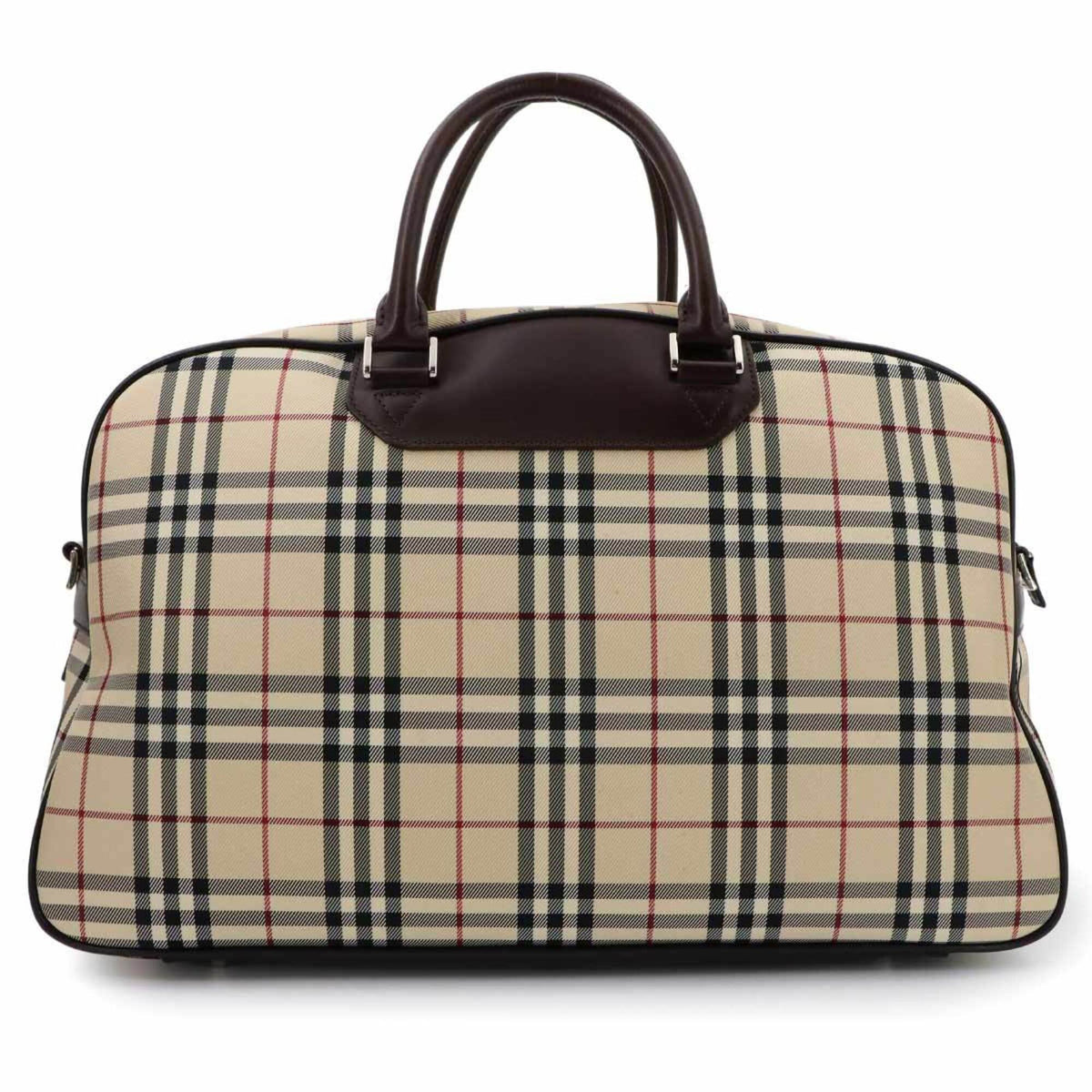 Burberry Beige Brown Canvas Leather Boston Bag Handbag (Pre-Owned)