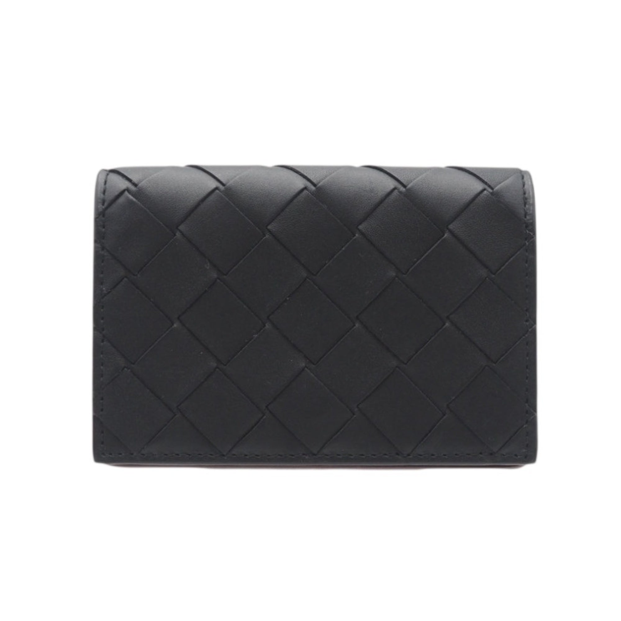 Bottega Veneta Intrecciato Black Bordeaux Intrecciato Card Wallet (Pre-Owned)