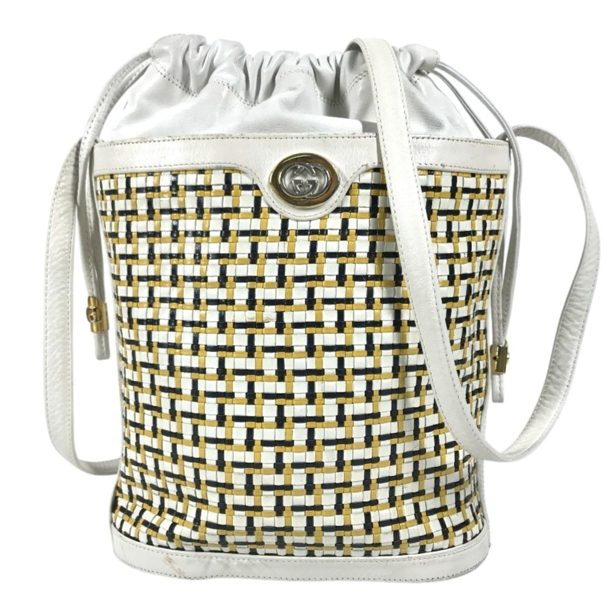Gucci White Yellow Leather Shoulder Bag (Pre-Owned)