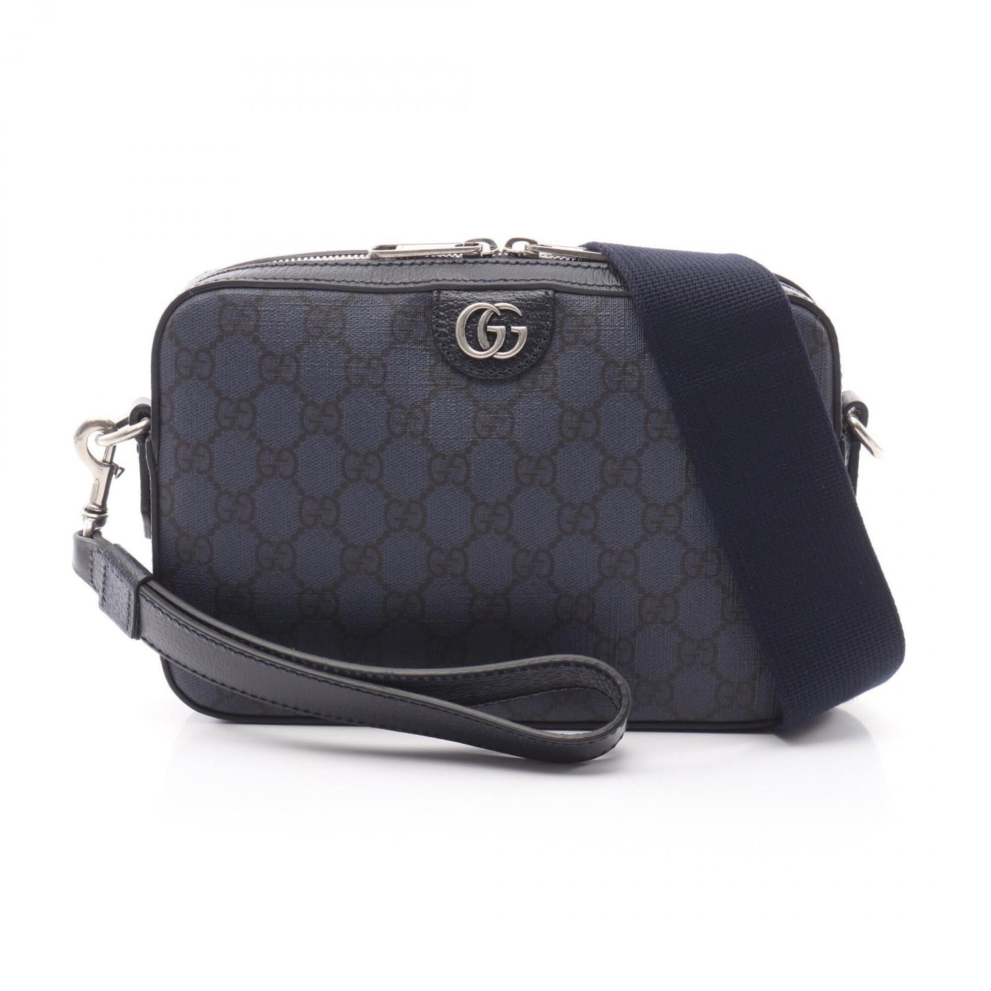 Gucci Black Navy Pvc Leather Handbag Shoulder Bag (Pre-Owned)