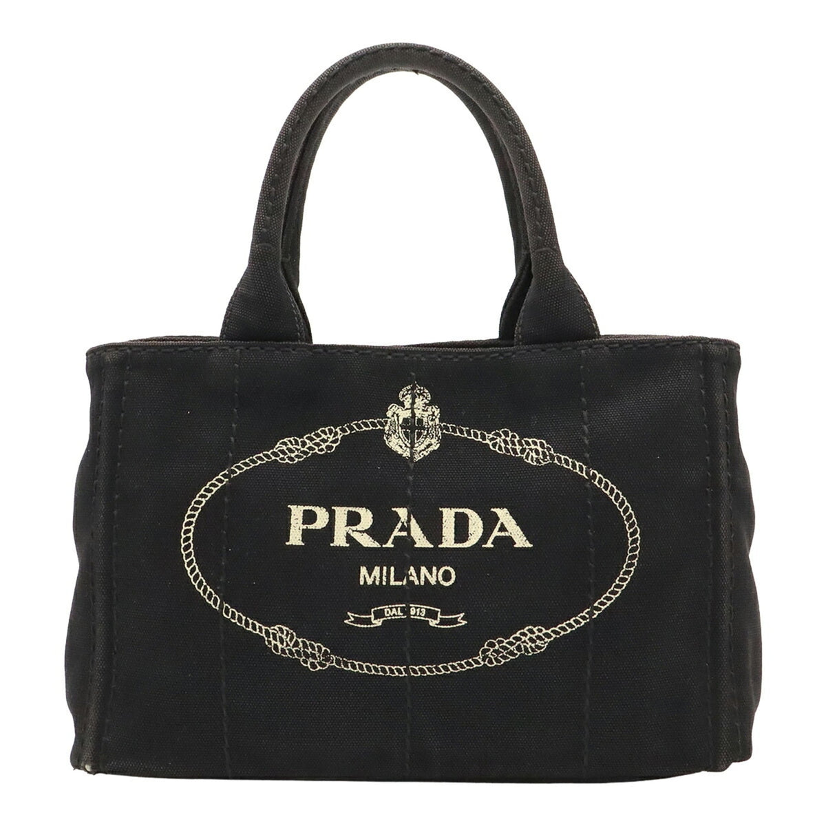Prada Black Nero Canvas Handbag Tote Bag (Pre-Owned)