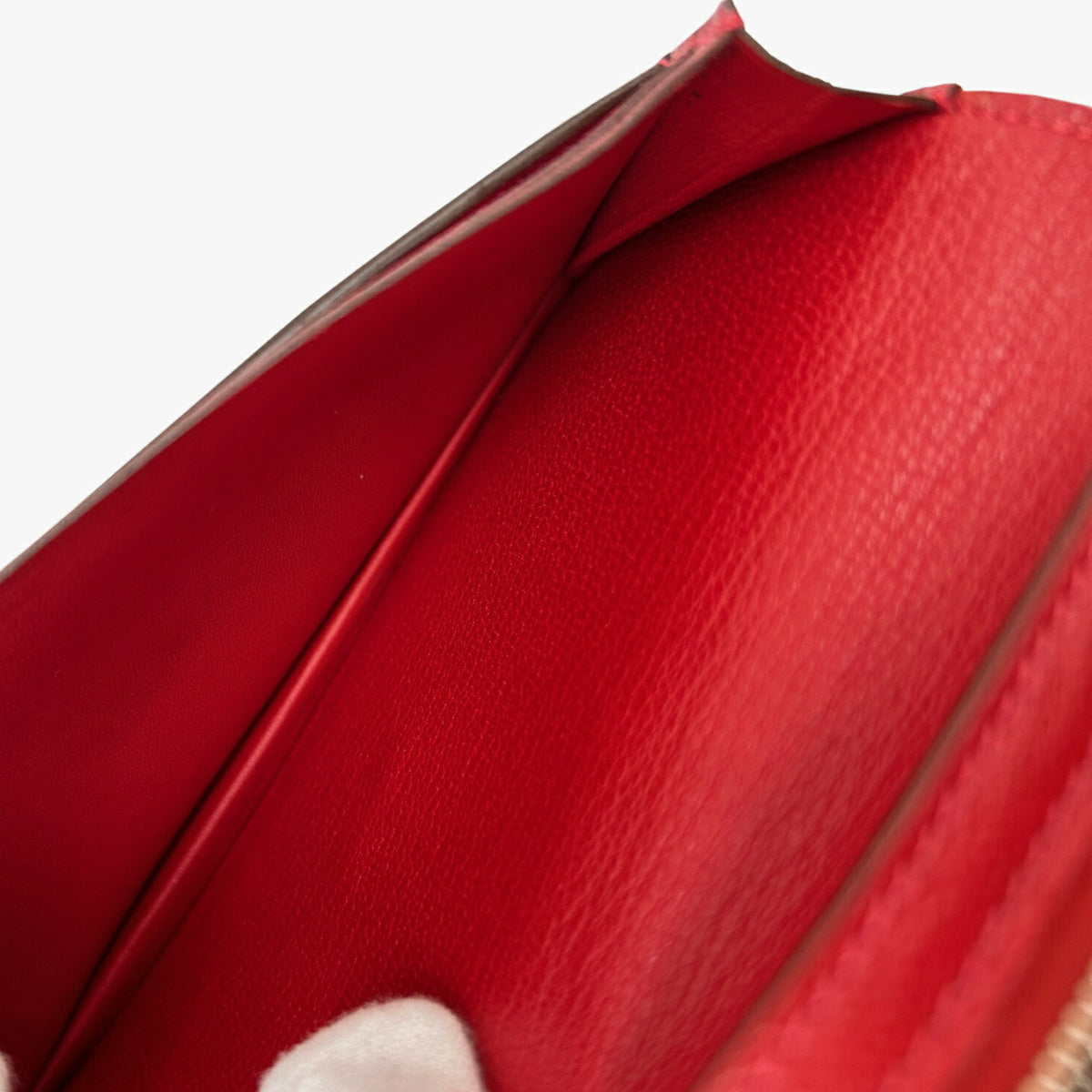 Hermes Bicolor Rouge Garance Chevre Leather Long Wallet (Bi-Fold) (Pre-Owned)