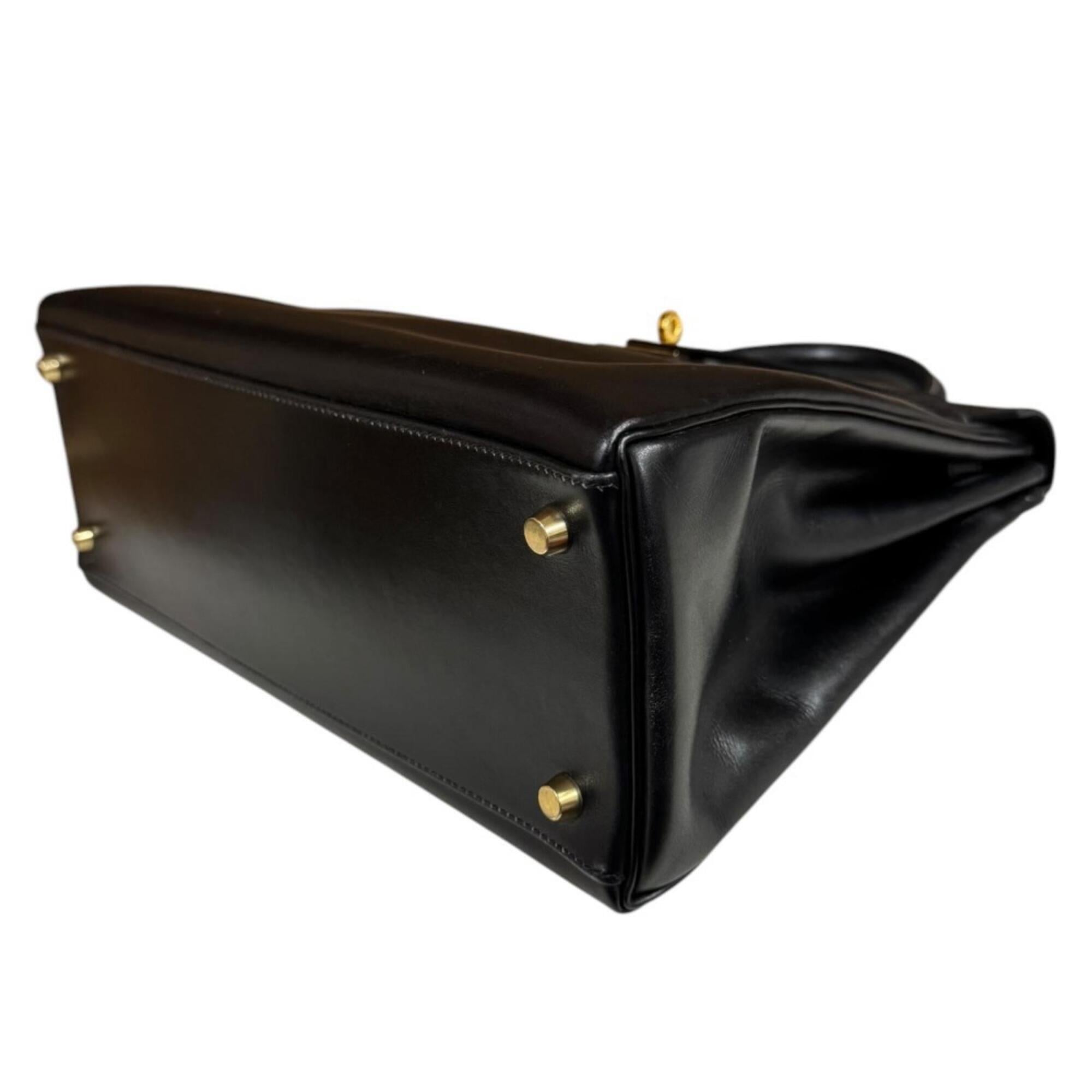 Hermes Black Box Calf Leather Shoulder Bag (Pre-Owned)
