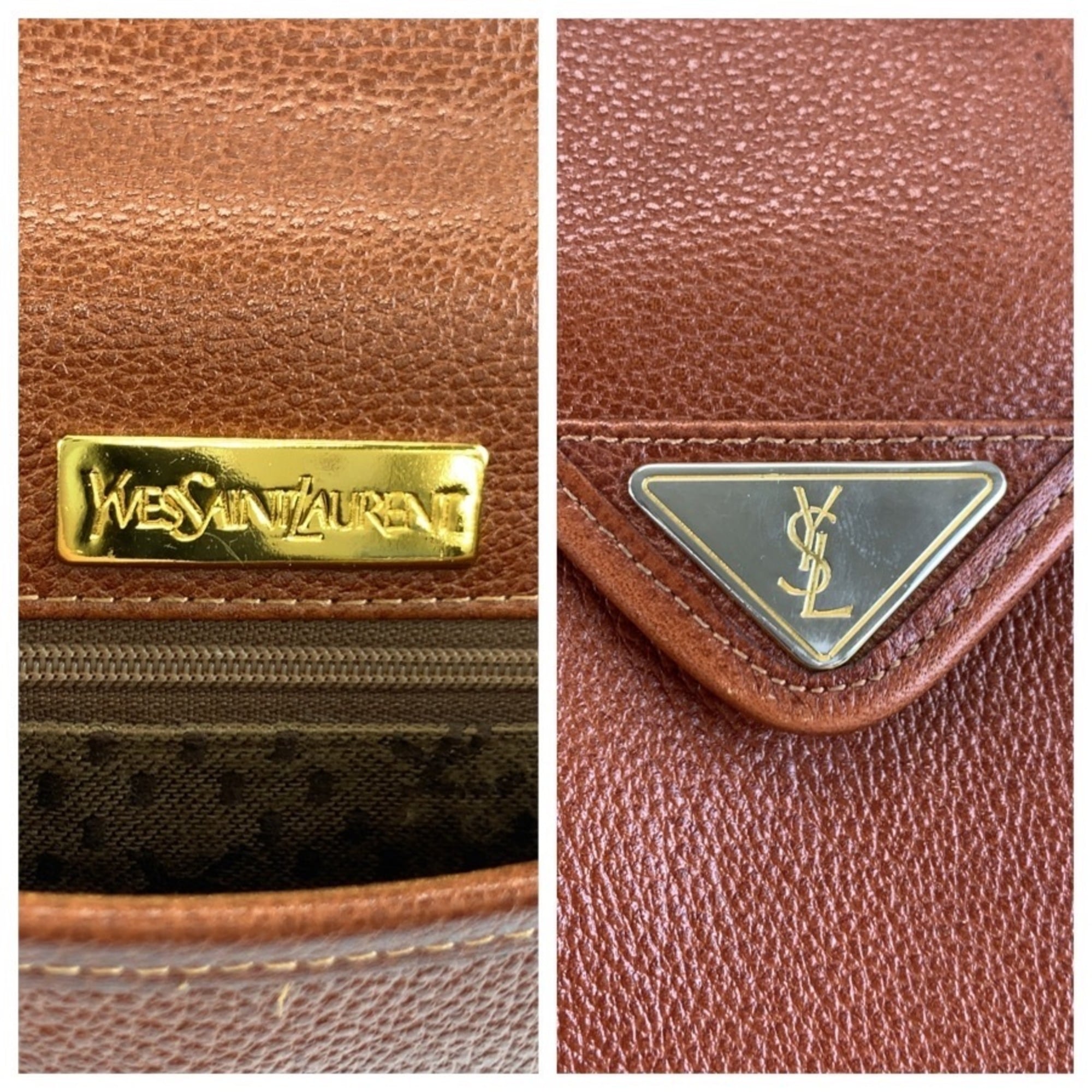 Yves Saint Laurent Brown Leather Pochette Shoulder Bag (Pre-Owned)