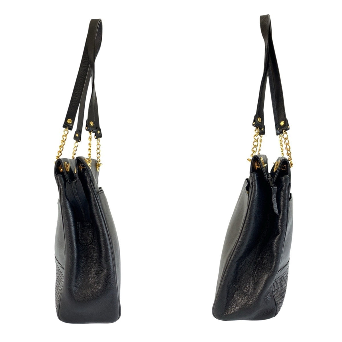 Bally Black Leather Shoulder Bag Tote Bag (Pre-Owned)
