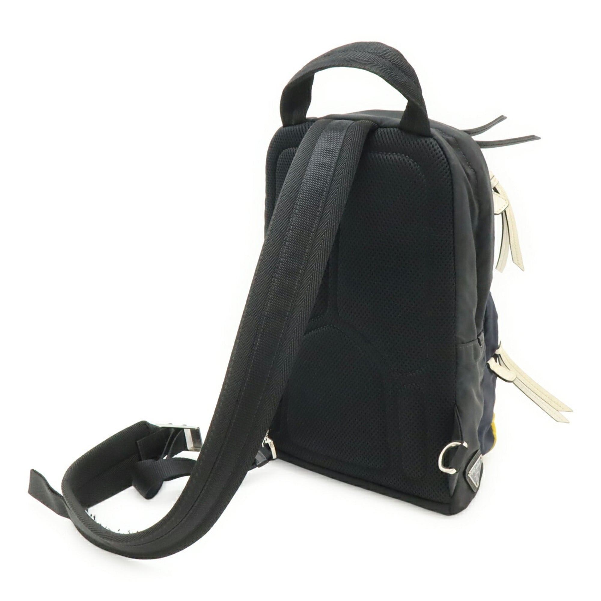 Prada Black Multi-Color Nero Yellow Nylon Leather Shoulder Bag Sling Bag (Pre-Owned)