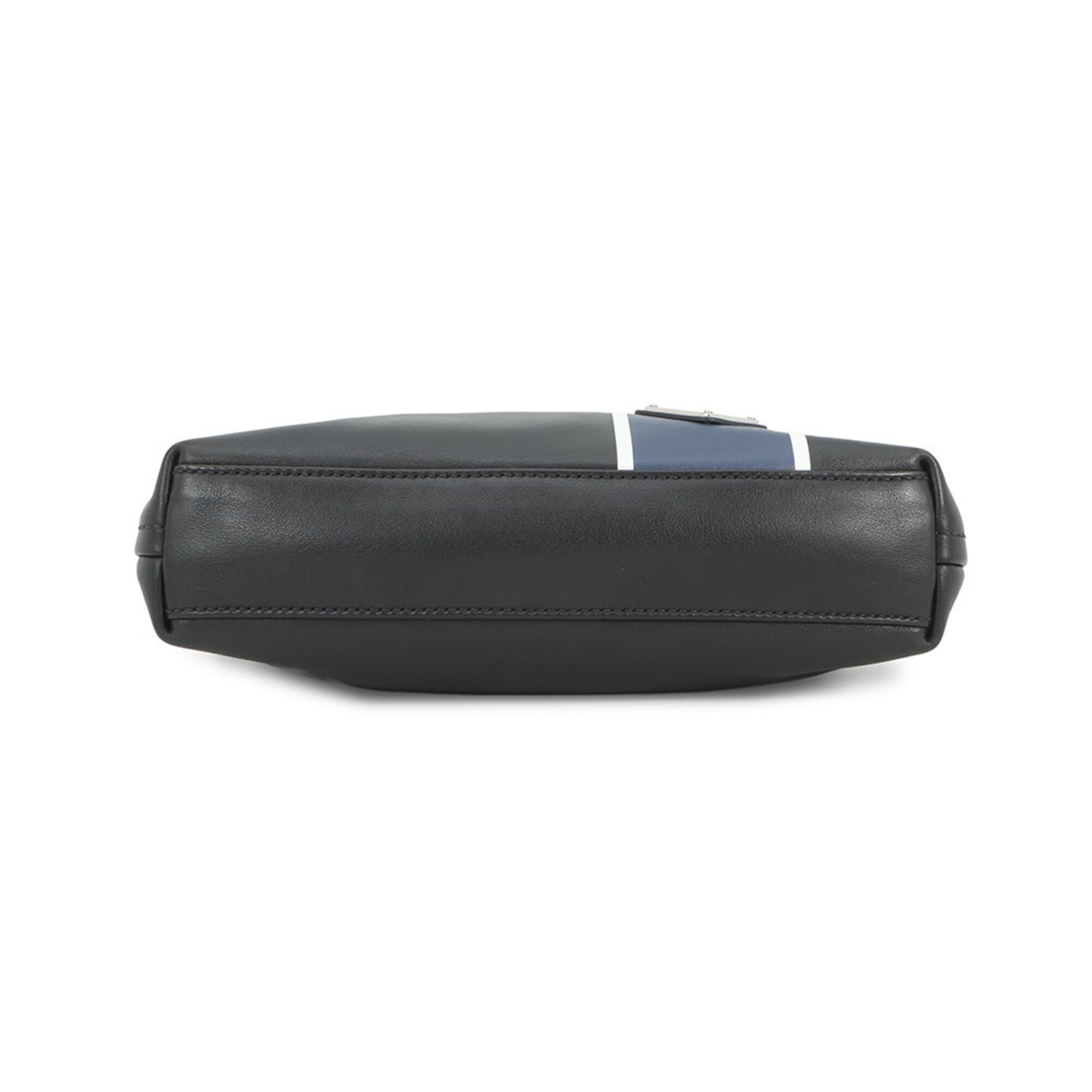 Prada Black Blue Leather Handbag Shoulder Bag (Pre-Owned)