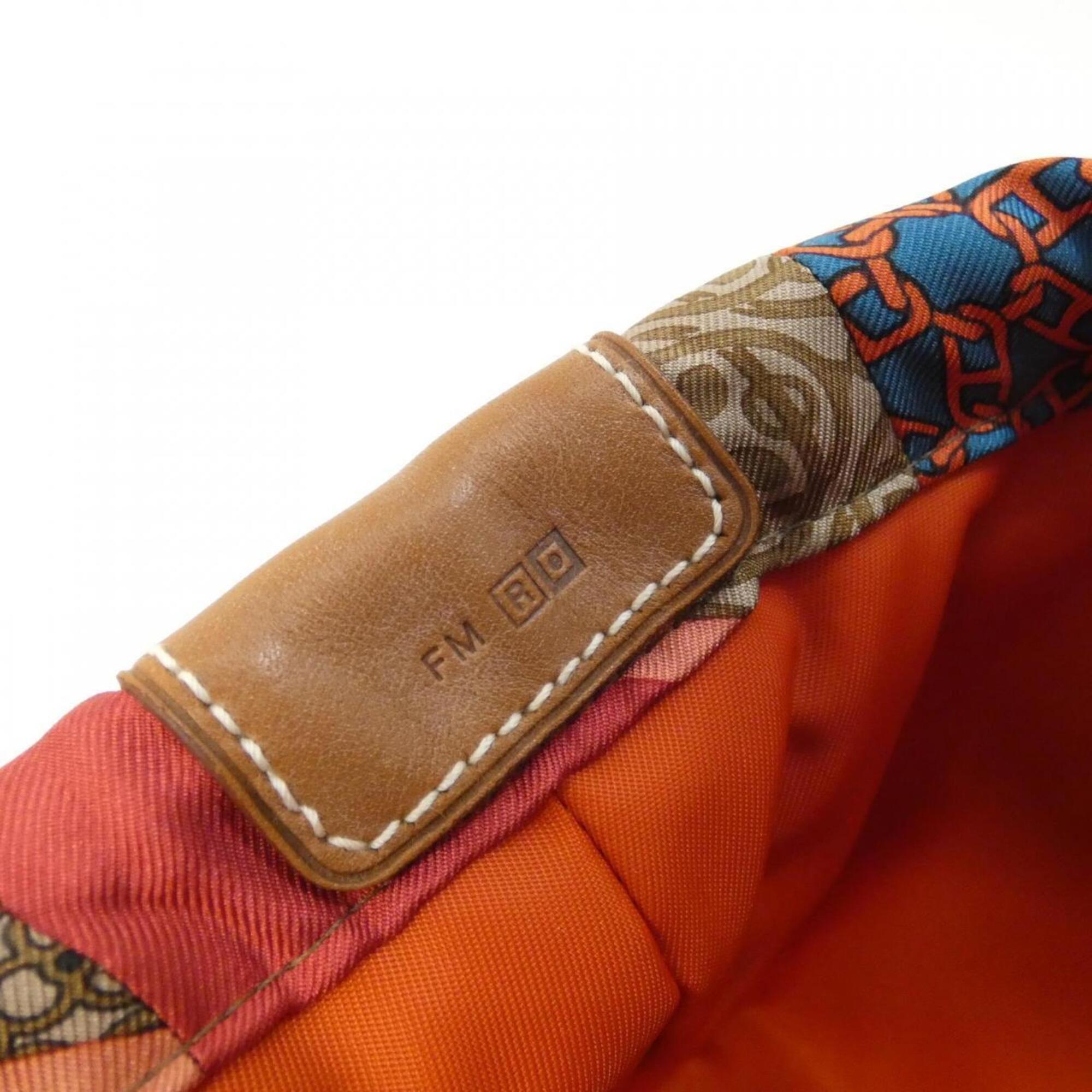 Hermes Fauve Feu Silk Barenia Leather Handbag Pouch (Pre-Owned)