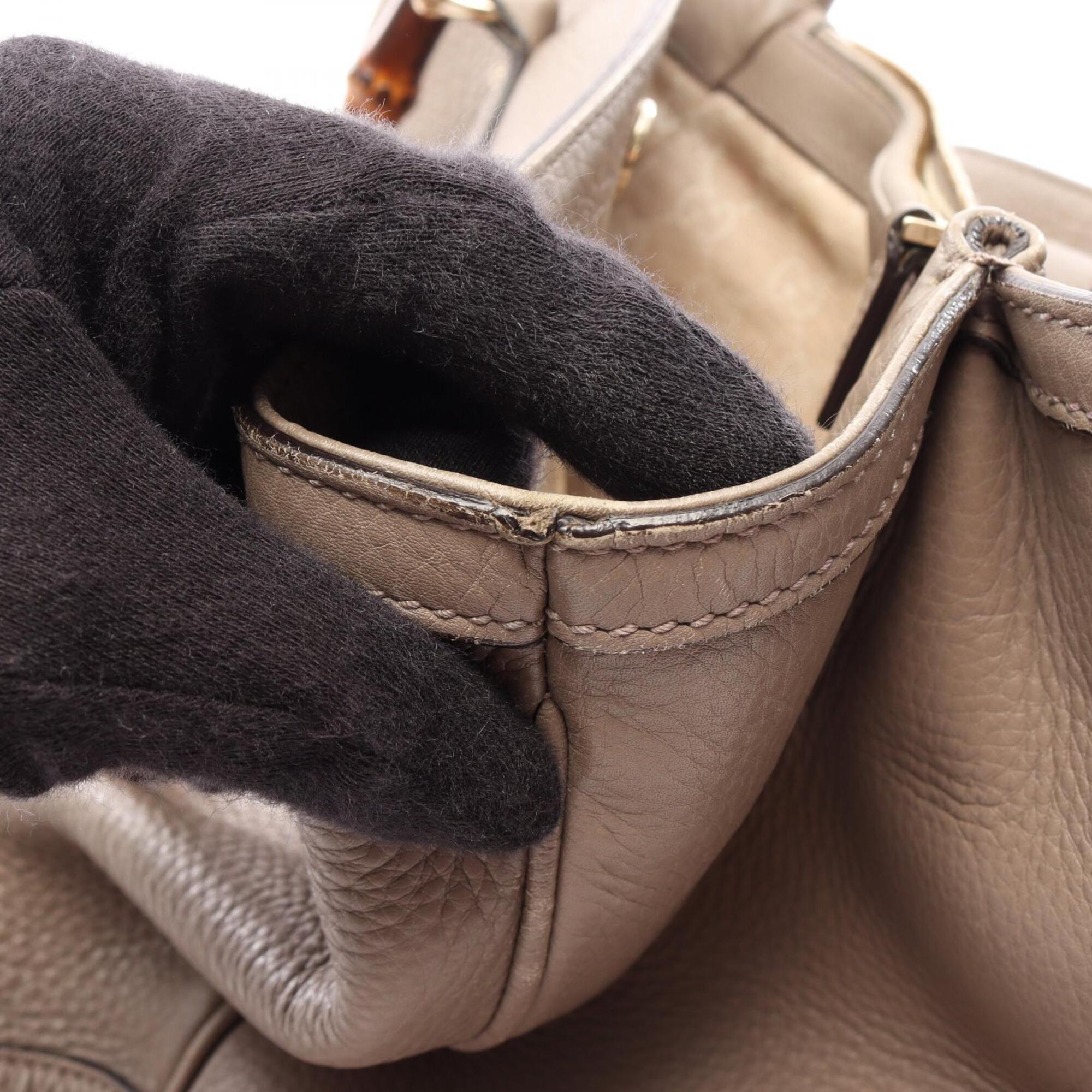 Gucci Beige Leather Handbag Tote Bag (Pre-Owned)