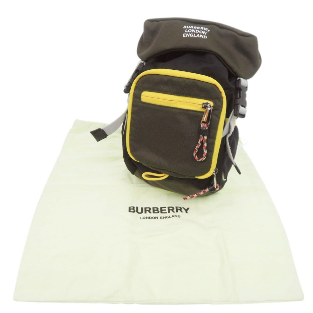 Burberry Black Khaki Yellow Nylon Acrylic Backpack (Pre-Owned)