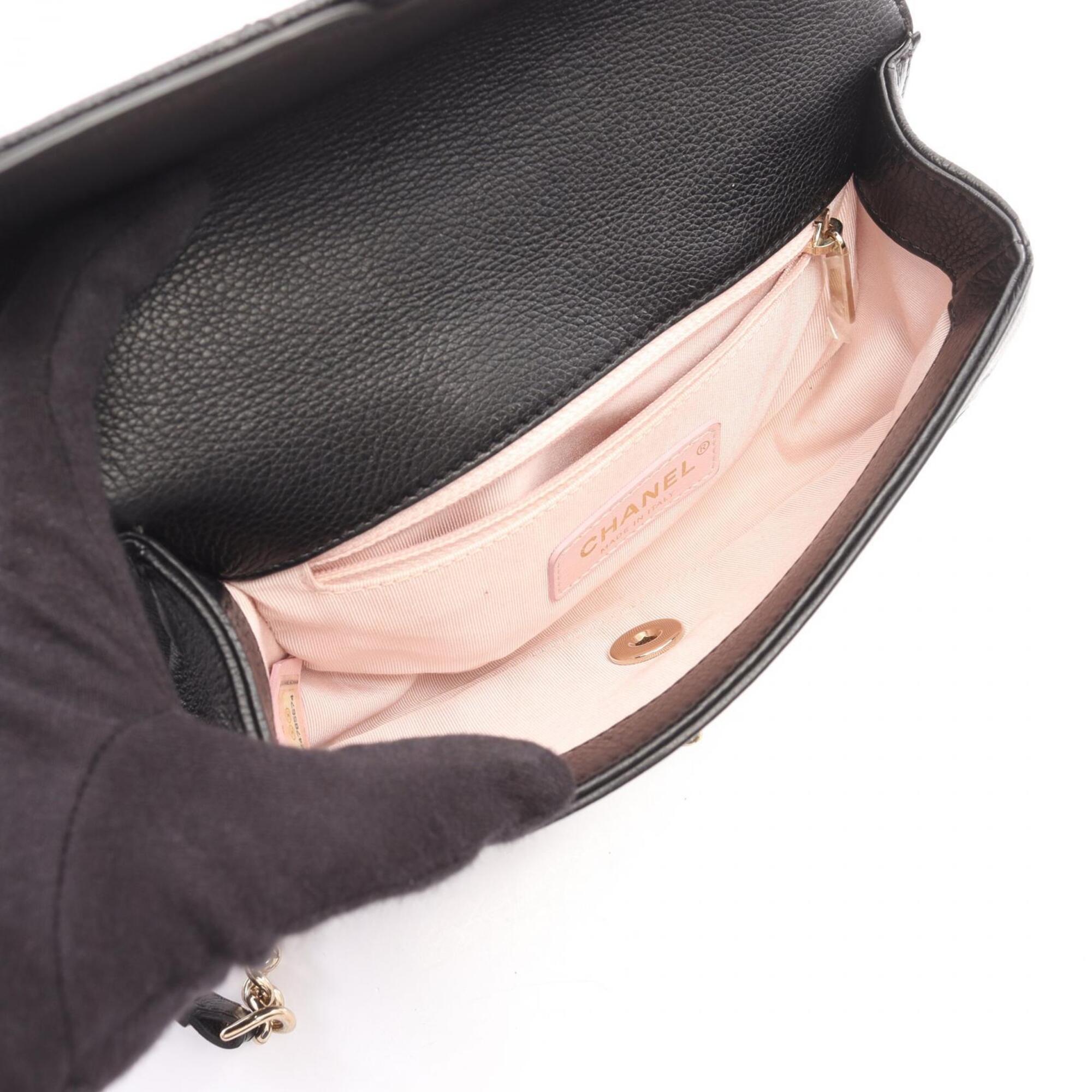 Chanel Black Grained Calfskin Handbag Shoulder Bag (Pre-Owned)