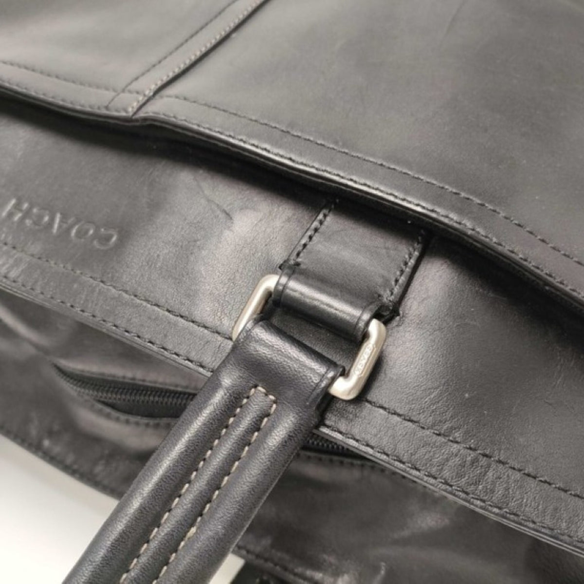 Coach Black Leather Handbag Shoulder Bag Tote Bag (Pre-Owned)