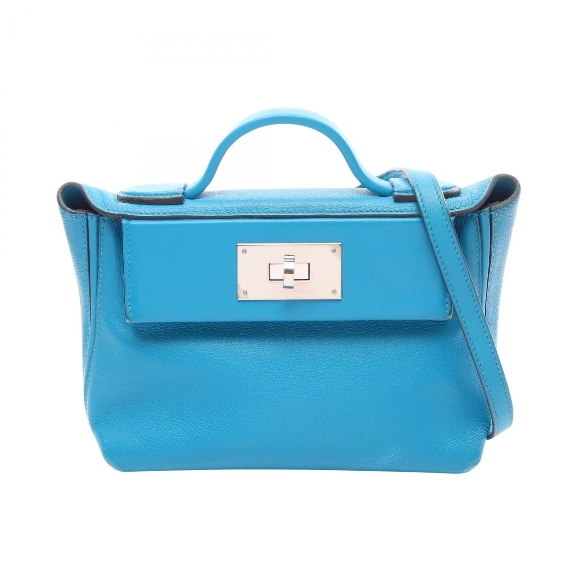 Hermes Blue Evercalf Leather Handbag (Pre-Owned)